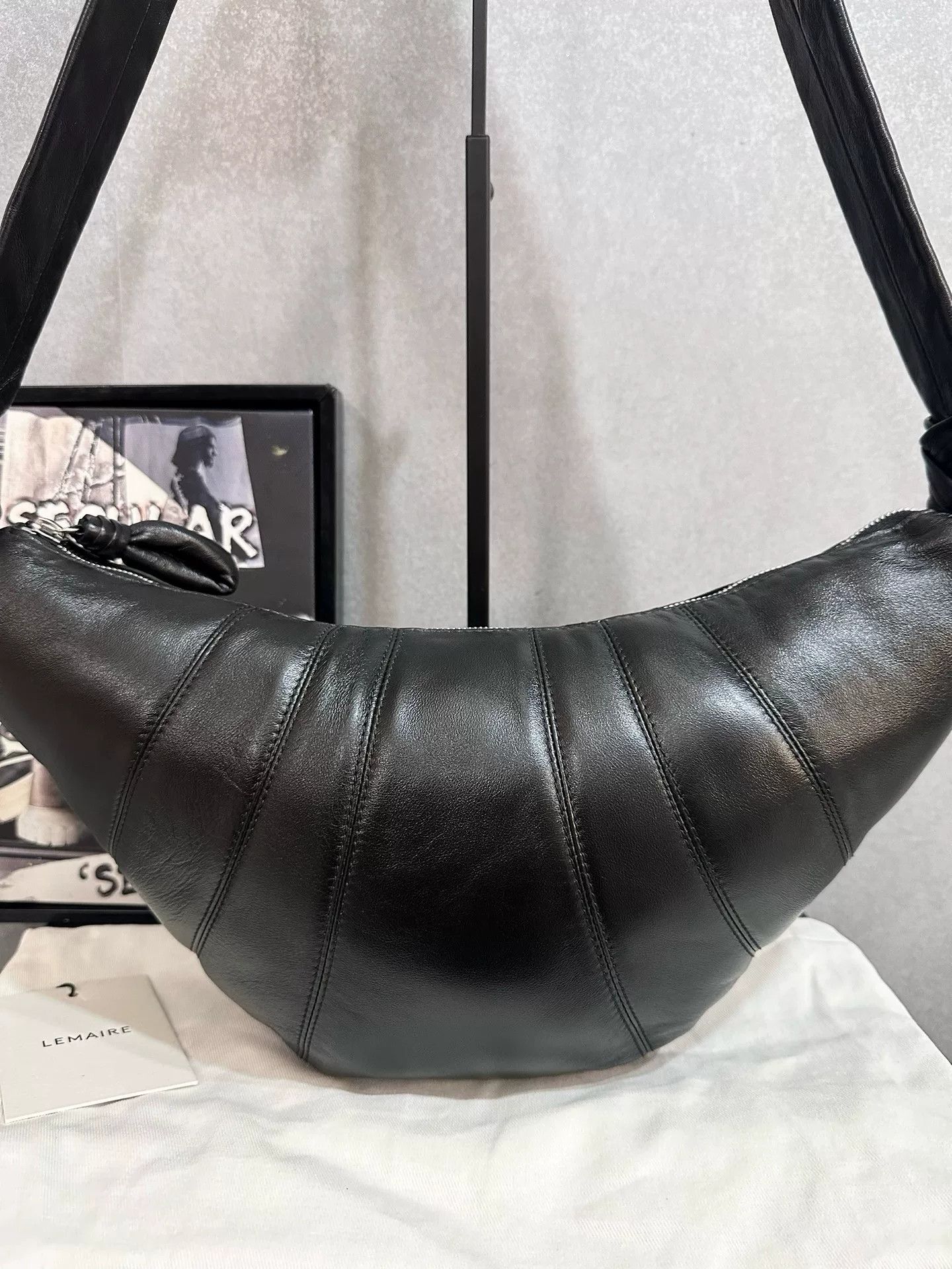 Lemaire Lemaire Medium Black Sheepskin Croissant Bag Size ONE SIZE - 3 Thumbnail