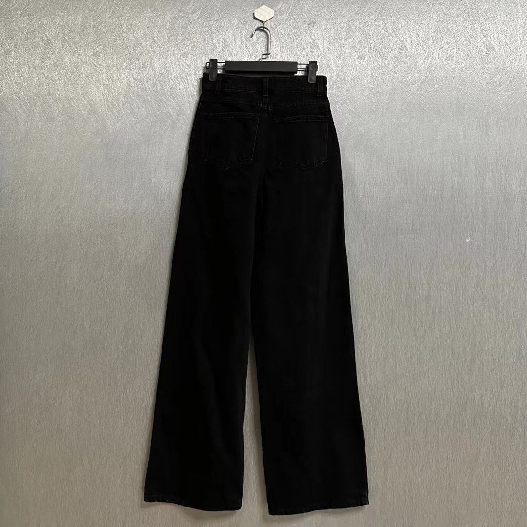 WE11DONE We11done Silver Buckle Black Wide-Leg Jeans Size 32" / US 10 / IT 46 - 3 Thumbnail