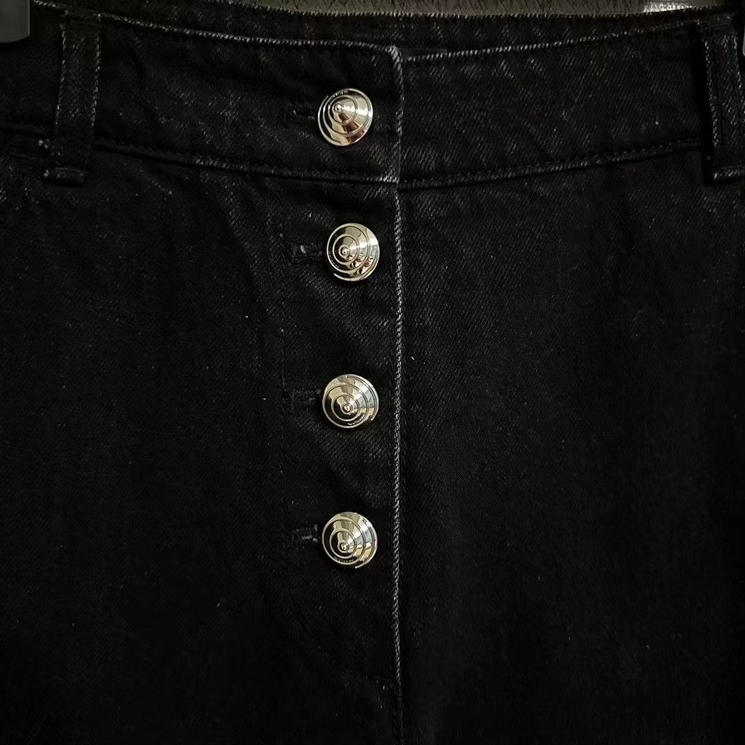 WE11DONE We11done Silver Buckle Black Wide-Leg Jeans Size 32" / US 10 / IT 46 - 2 Thumbnail
