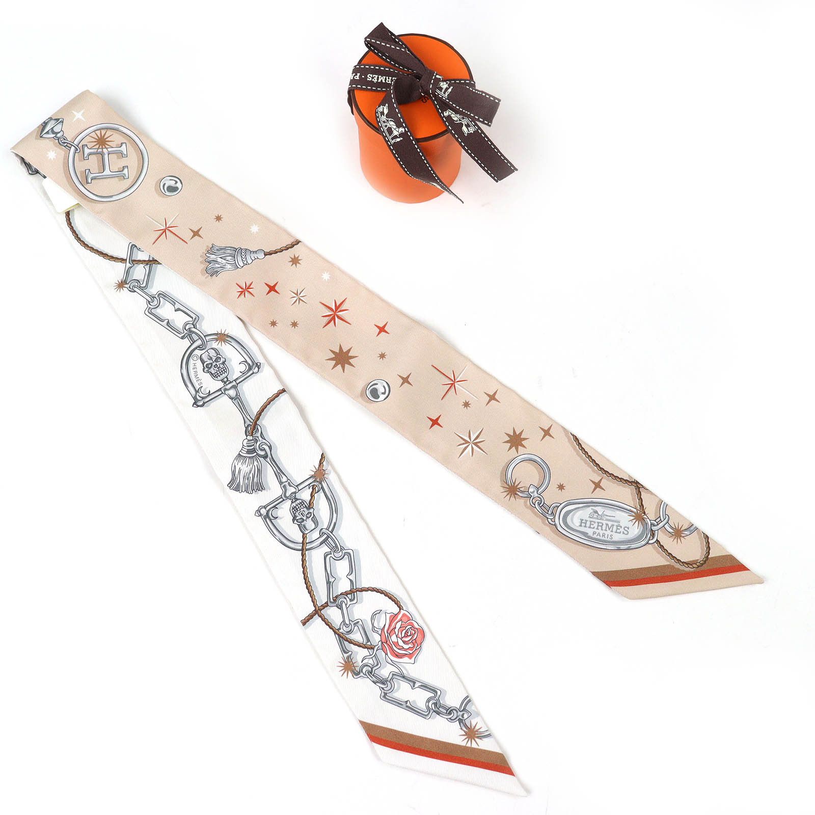 Hermes Hermes Hermès C'est la Fete Silk Twilly Textile Scarf DUTY FREE for USA Size ONE SIZE - 2 Thumbnail