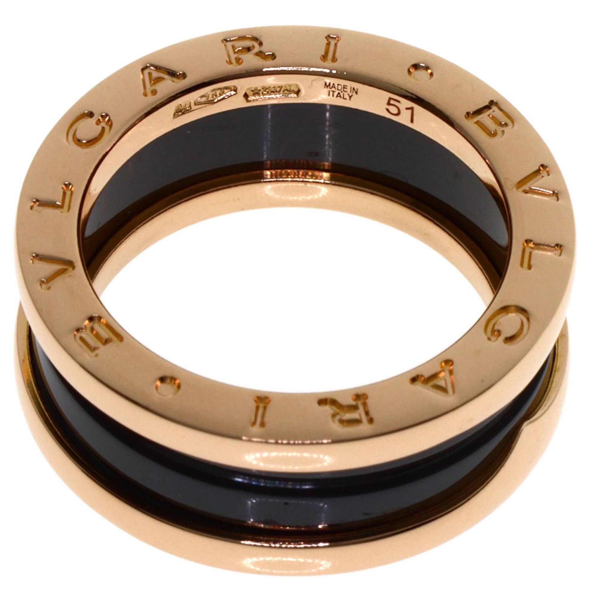 Bvlgari BVLGARI B-zero1 2-band Black Ceramic Ring #51 18K Pink Gold Women's Size ONE SIZE - 4 Thumbnail