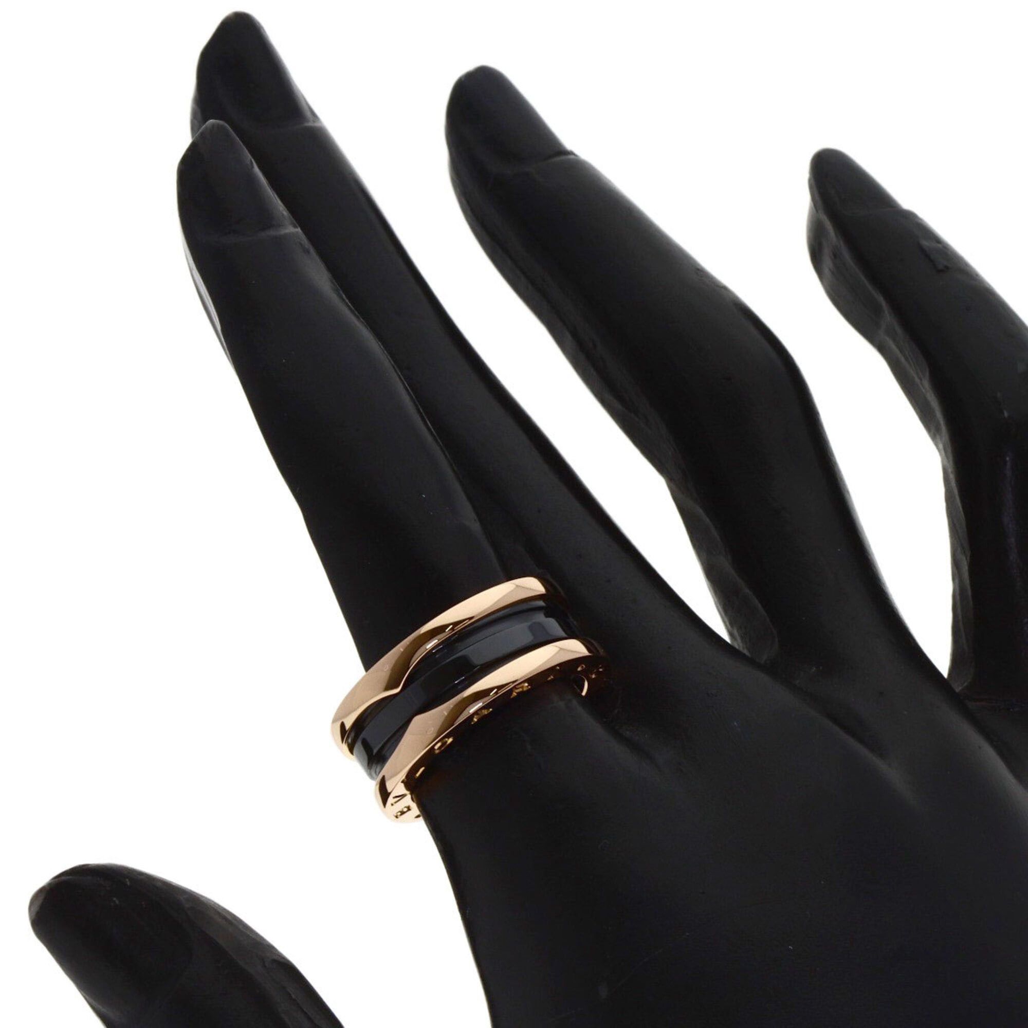 Bvlgari BVLGARI B-zero1 2-band Black Ceramic Ring #51 18K Pink Gold Women's Size ONE SIZE - 6 Thumbnail