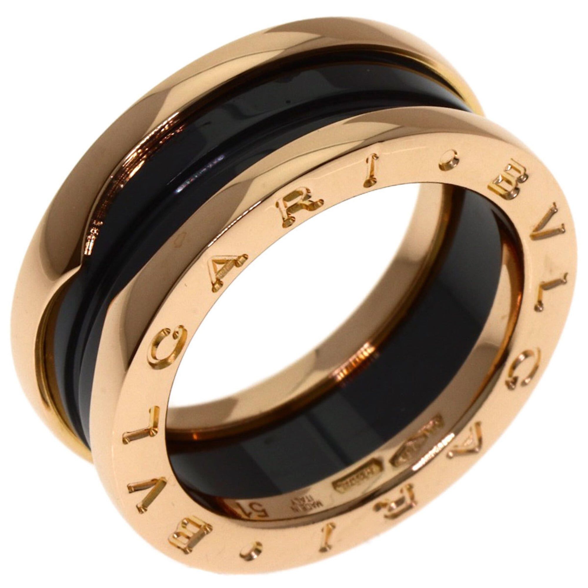 Bvlgari BVLGARI B-zero1 2-band Black Ceramic Ring #51 18K Pink Gold Women's Size ONE SIZE - 2 Thumbnail