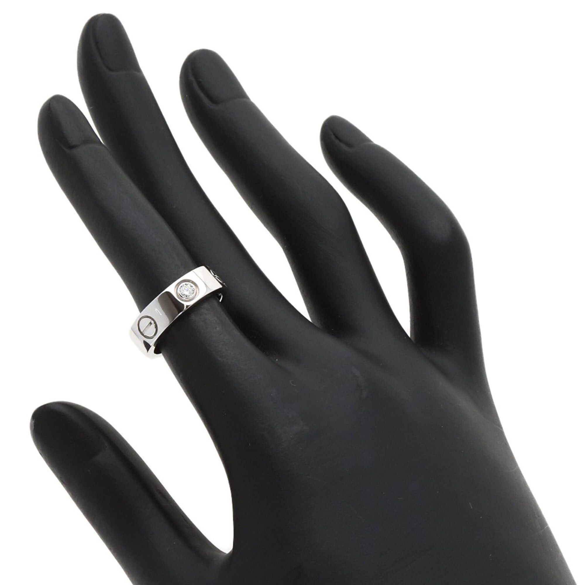 Cartier Cartier Love Ring Half Diamond 18K White Gold Women's CARTIER Size ONE SIZE - 6 Thumbnail