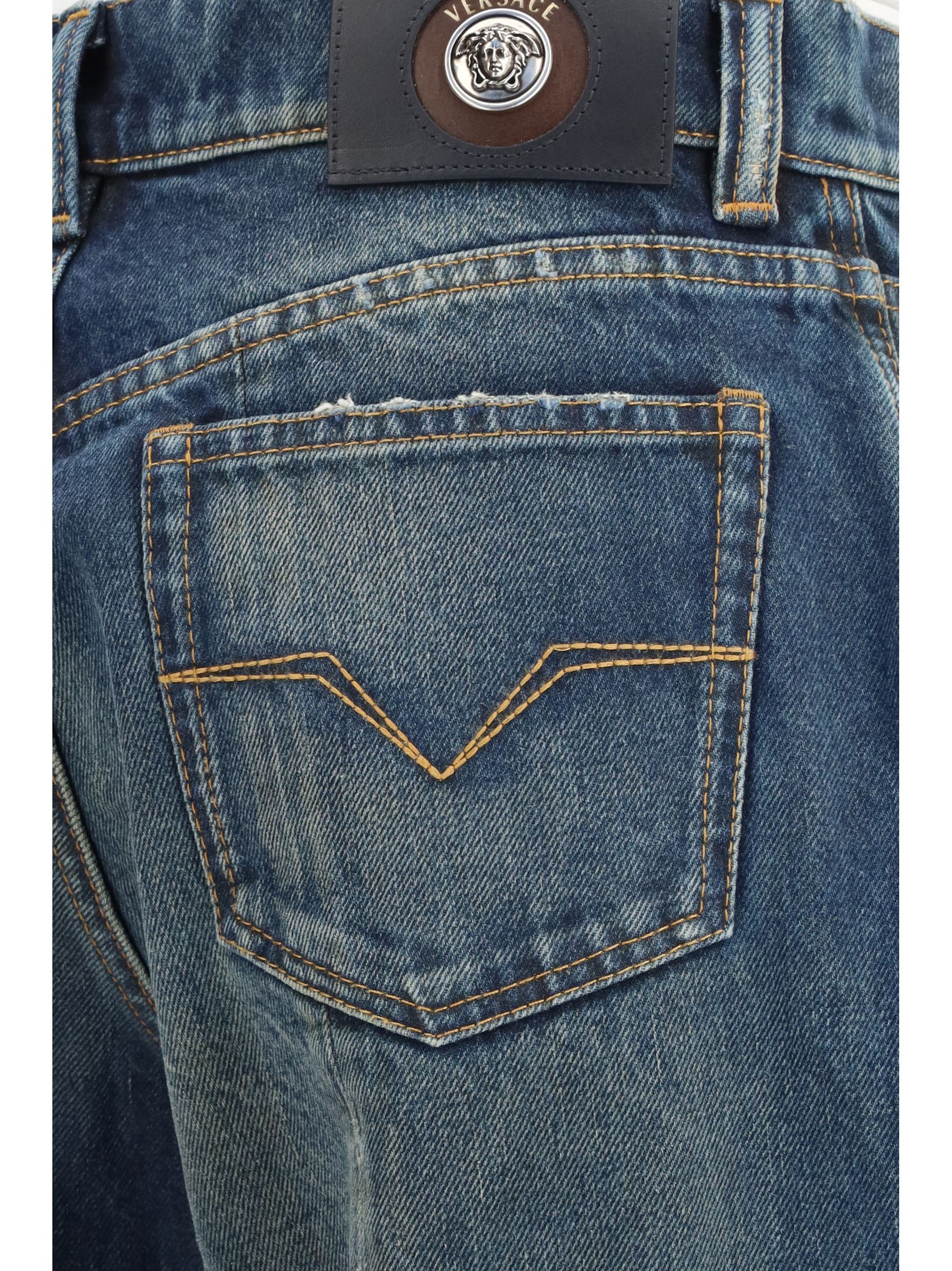 Versace Distressed straight-leg cotton denim Jeans Size 25" / US 0 / IT 36 - 3 Thumbnail