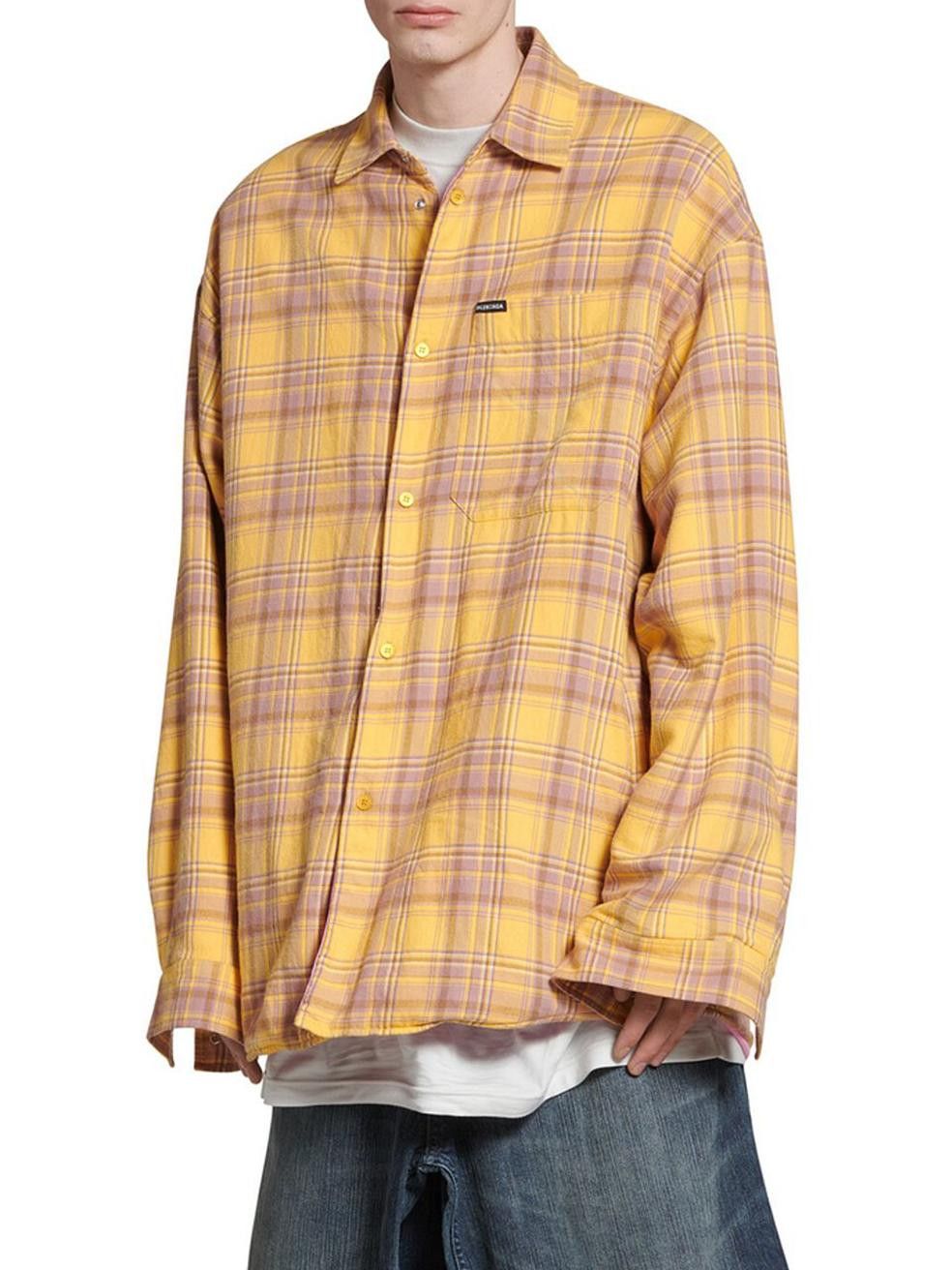Balenciaga lined shirt checked oversize yellow Size US XXL / EU 58 / 5 - 3 Thumbnail