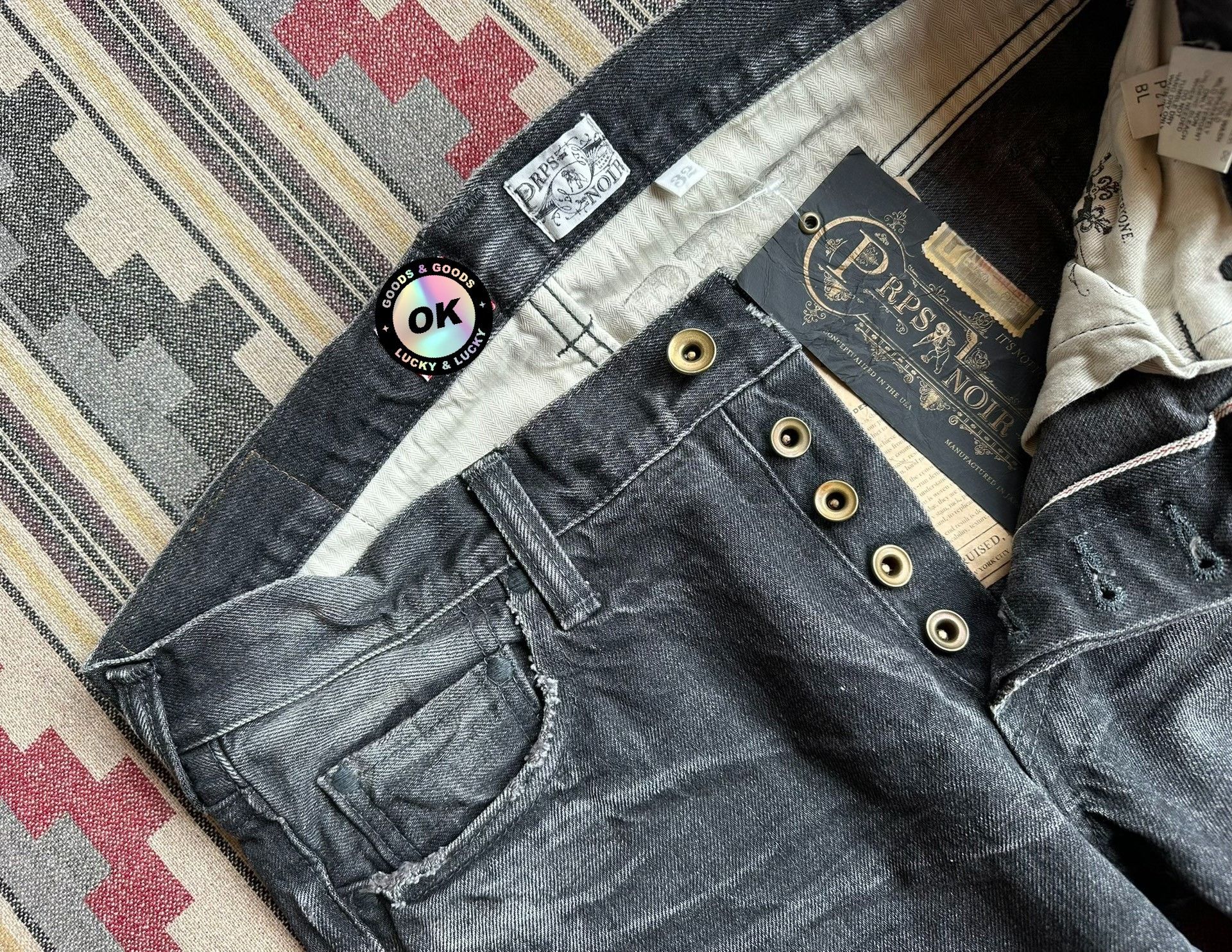Prps Prps Noir Distressed Selvedge Black Jeans Size US 32 / EU 48 - 5 Thumbnail