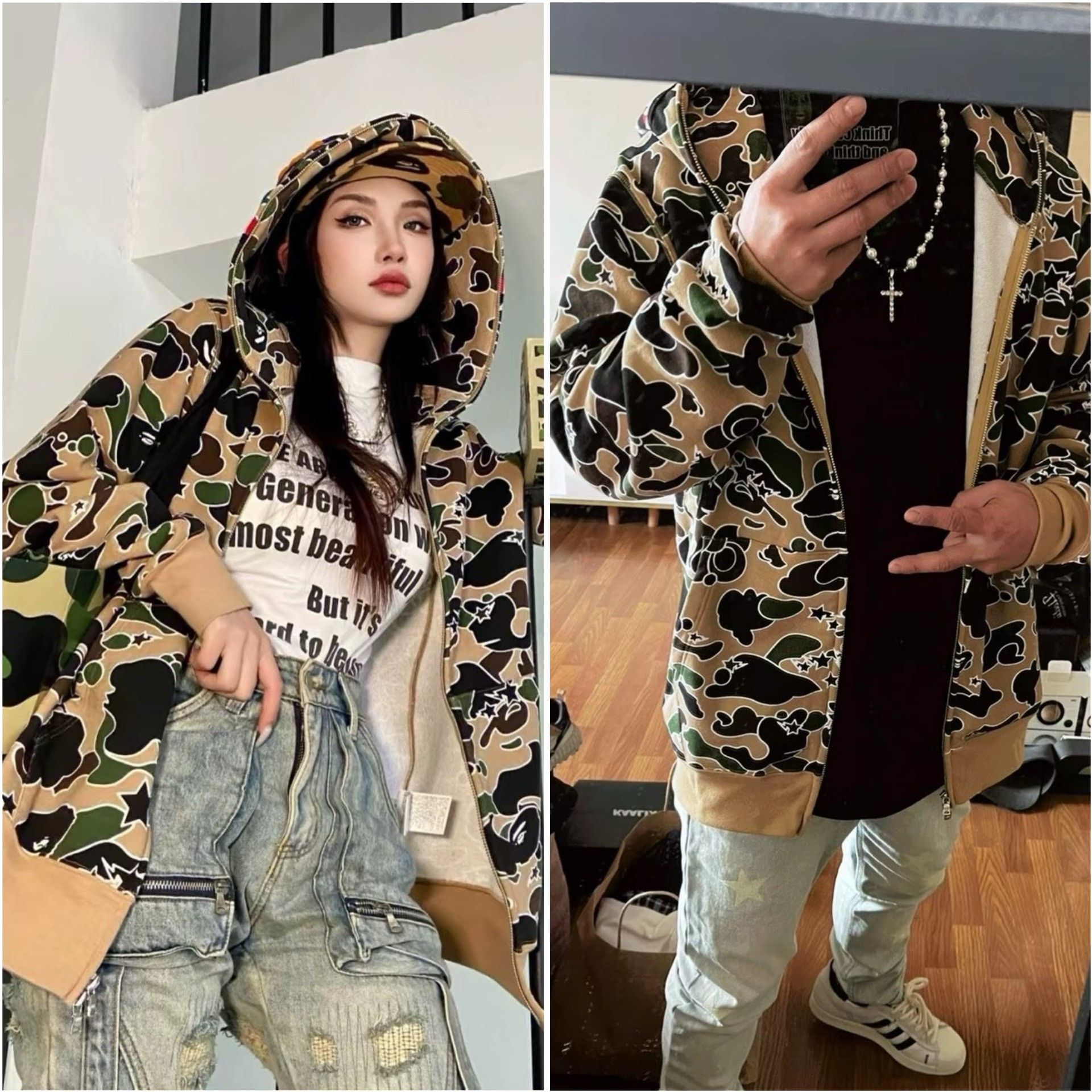 Bape BAPE Meteor Yellow Camo Shark Hoodie Size US XL / EU 56 / 4 - 9 Thumbnail
