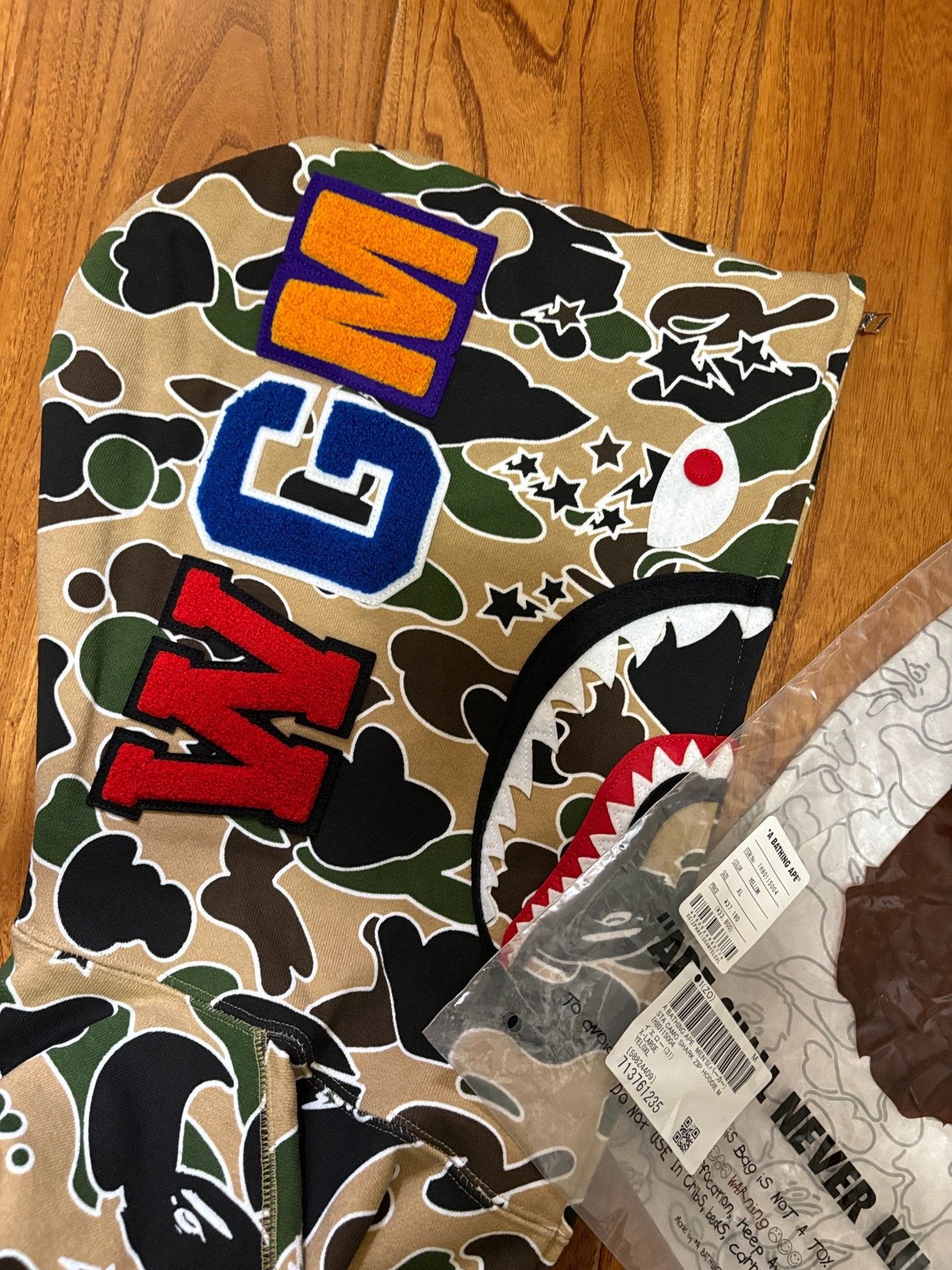 Bape BAPE Meteor Yellow Camo Shark Hoodie Size US XL / EU 56 / 4 - 6 Thumbnail