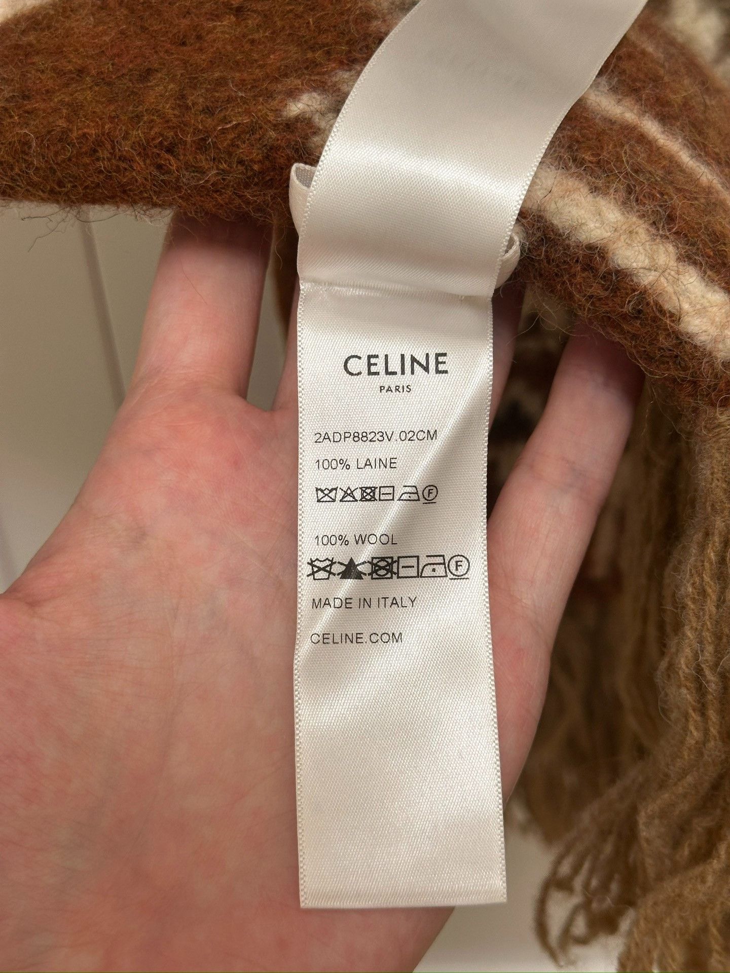 Celine CELINE Brown Fair Isle Wool Fringe Scarf Size ONE SIZE - 6 Thumbnail