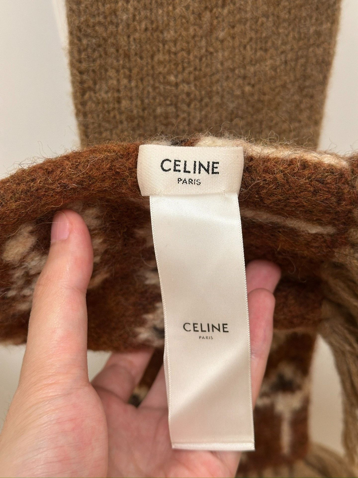 Celine CELINE Brown Fair Isle Wool Fringe Scarf Size ONE SIZE - 5 Thumbnail