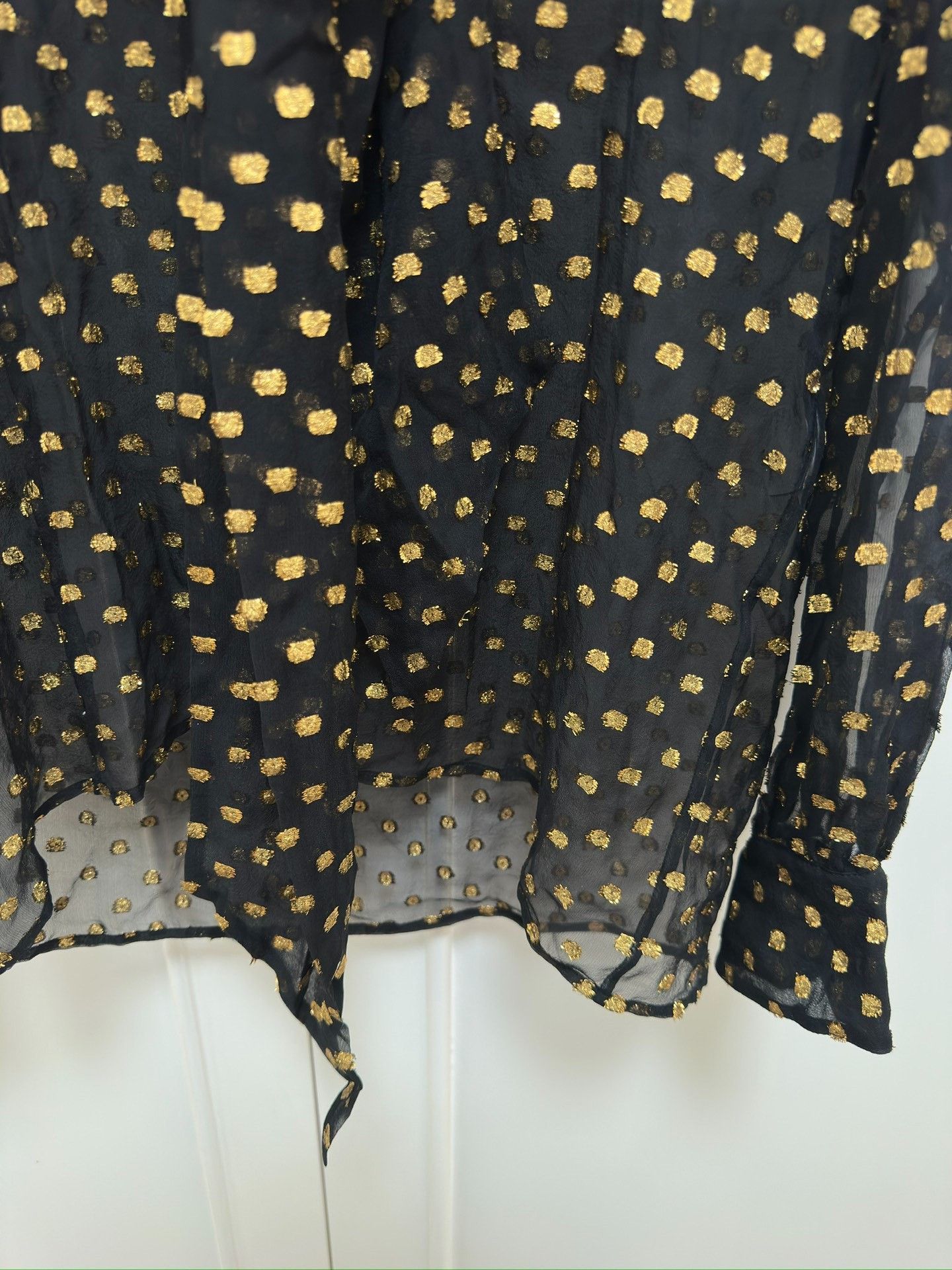 Celine Celine Black Gold Polka Dot Silk Shirt Size XS / US 0-2 / IT 36-38 - 3 Thumbnail