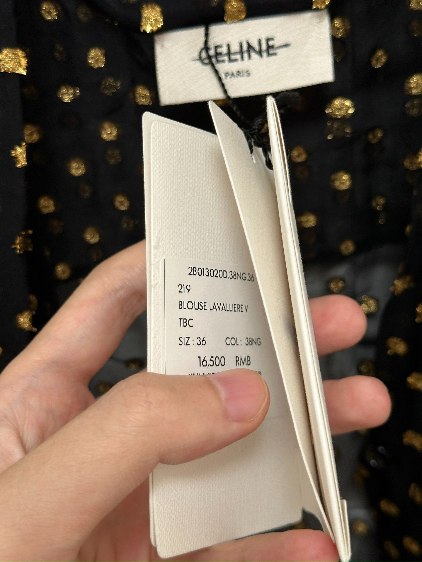 Celine Celine Black Gold Polka Dot Silk Shirt Size XS / US 0-2 / IT 36-38 - 7 Thumbnail
