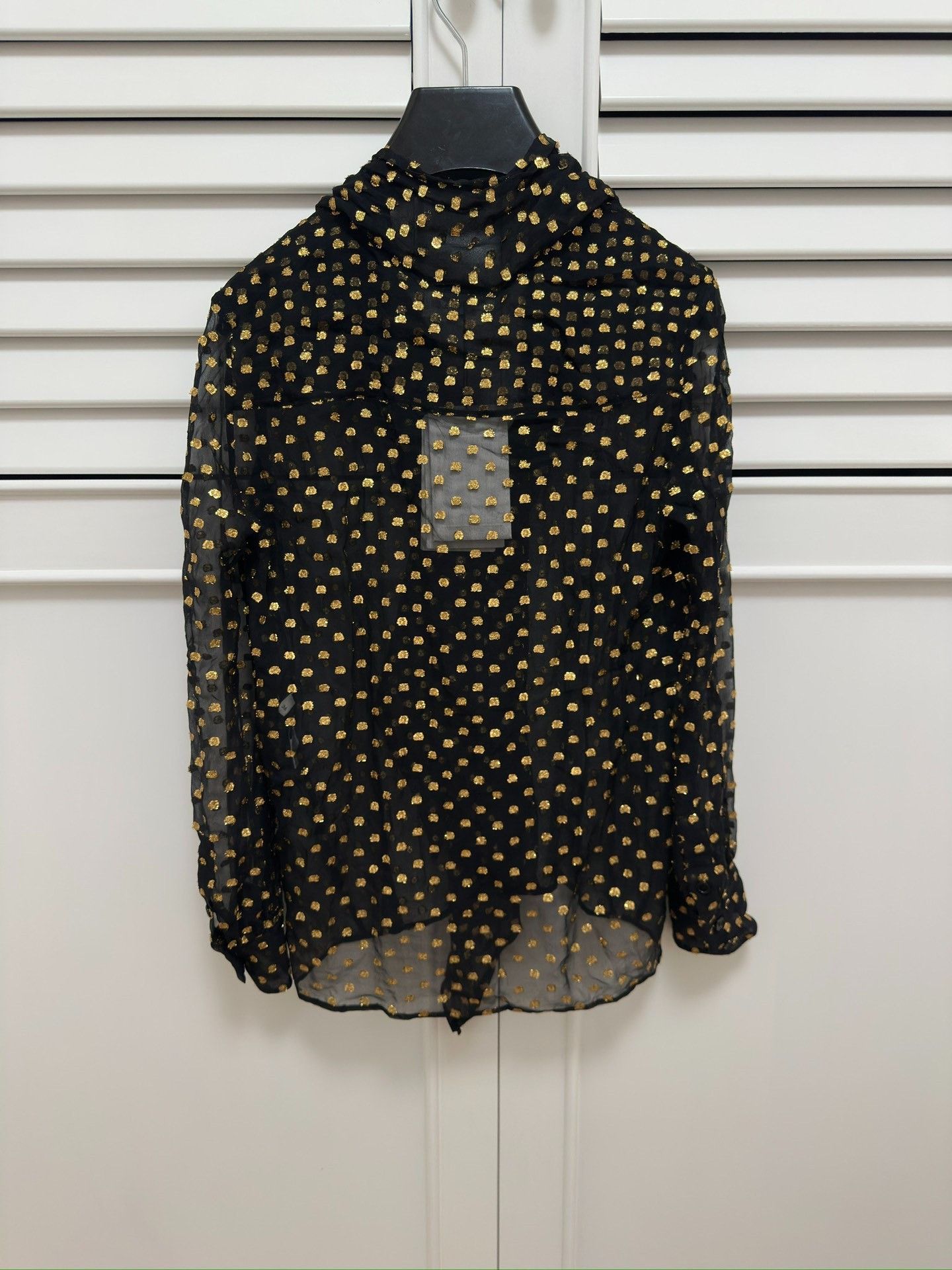 Celine Celine Black Gold Polka Dot Silk Shirt Size XS / US 0-2 / IT 36-38 - 4 Thumbnail