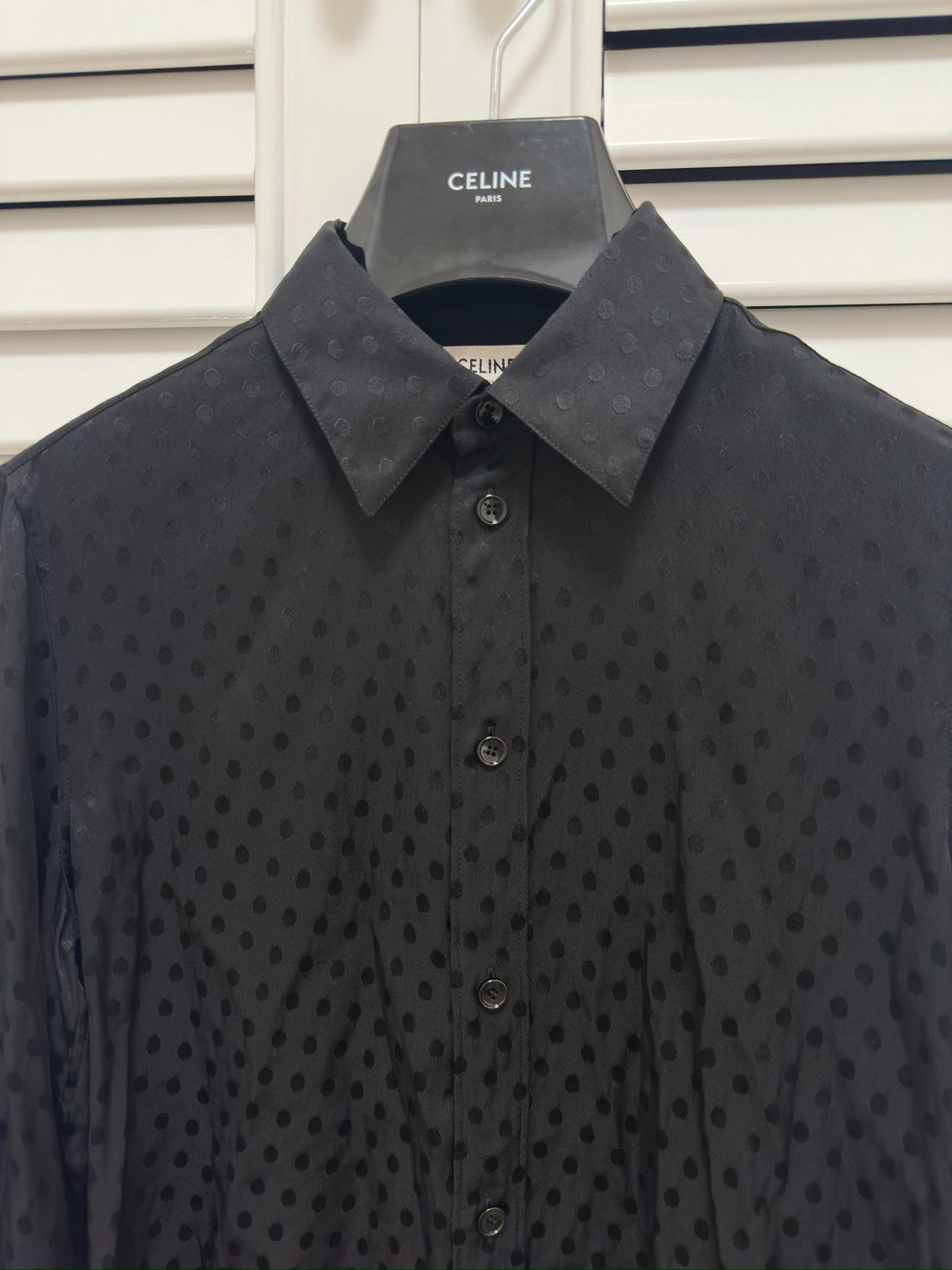 Celine Celine Black Polka Dot Silk Shirt 38 Size S / US 4 / IT 40 - 2 Thumbnail