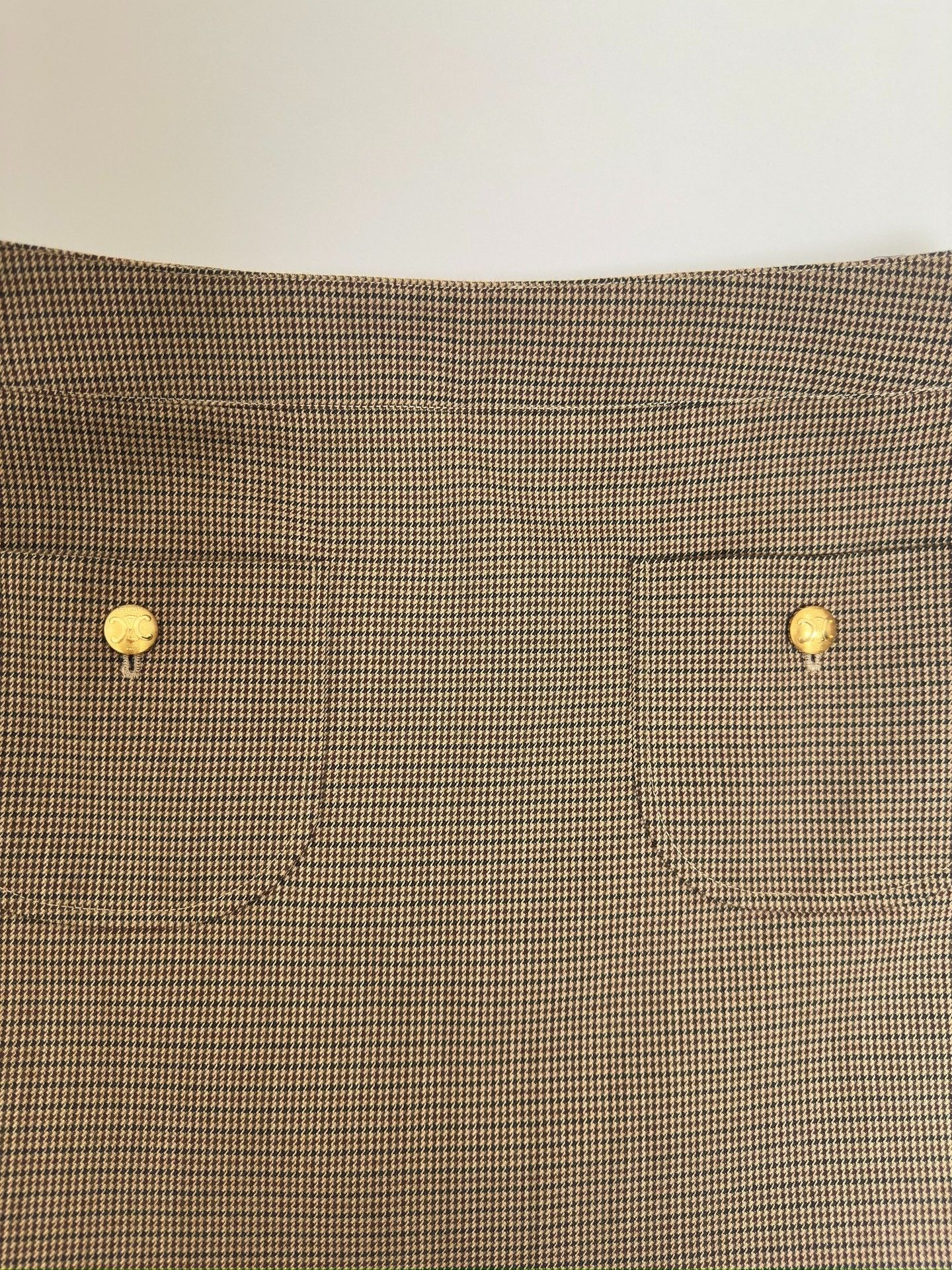 Celine Celine Houndstooth Wool Skirt Gold Buckle Size 38" / US 16 / IT 52 - 2 Thumbnail