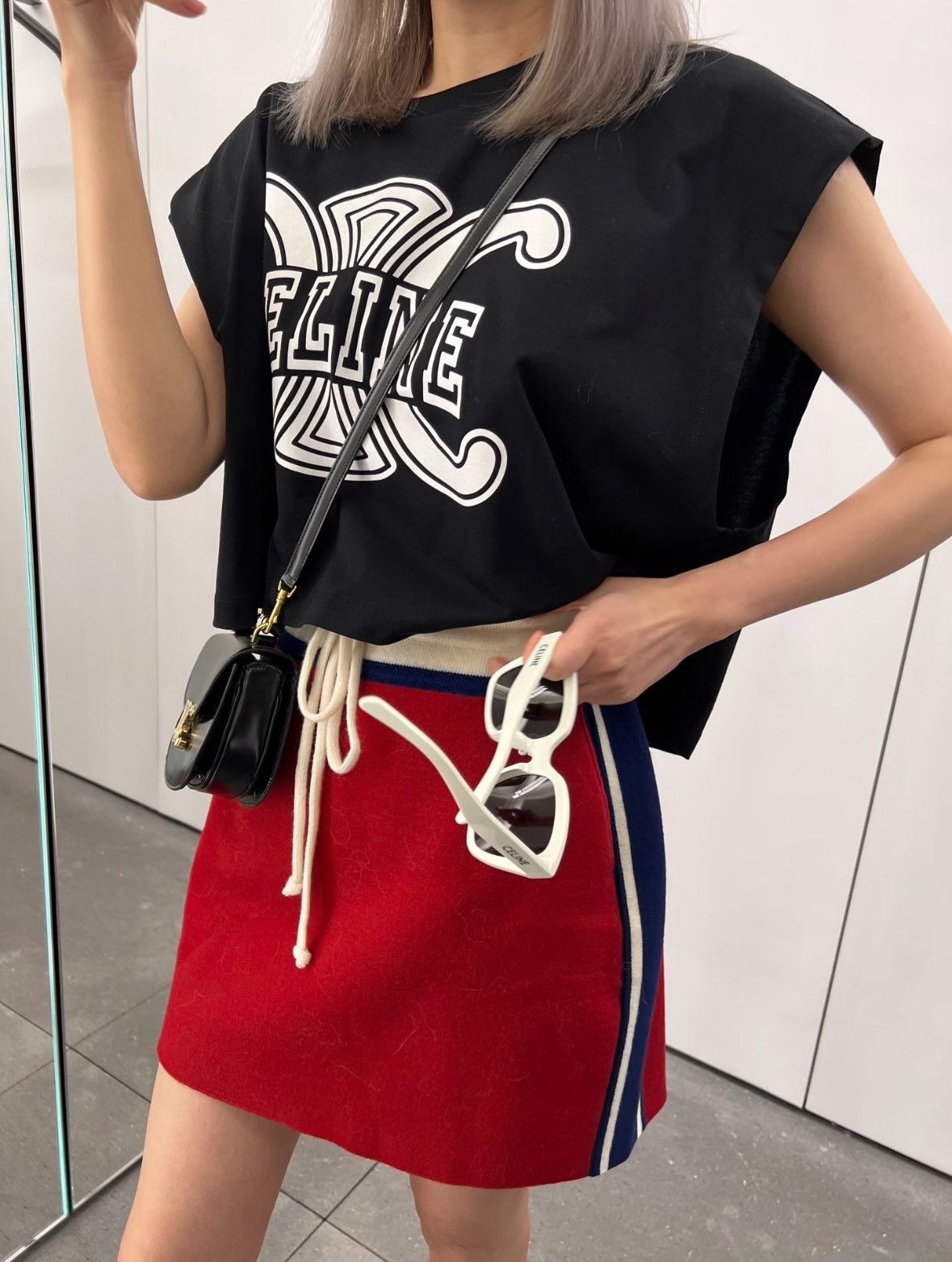 Celine CELINE Color-Block Triomphe Logo Knit Skirt XS Size 32" / US 10 / IT 46 - 8 Thumbnail