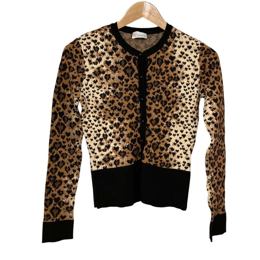 Valentino Valentino RED VALENTINO Heart Leopard Knit 2way Cardigan Dress Ensemble Textile Tops DUTY FREE for USA Size ONE SIZE - 3 Thumbnail