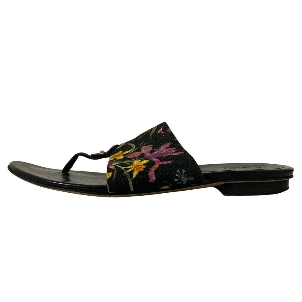 Gucci Gucci Gucci Flora Print Flat Thong Sandals Leather Shoes DUTY FREE for USA Size ONE SIZE - 3 Thumbnail