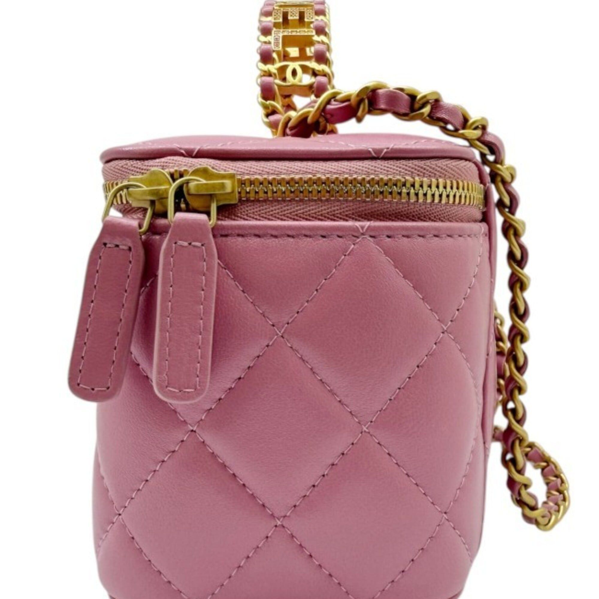 Chanel CHANEL Matelassé Lambskin Pink Vanity Shoulder Bag Handbag with Coco Mark - Women's Size ONE SIZE - 5 Thumbnail