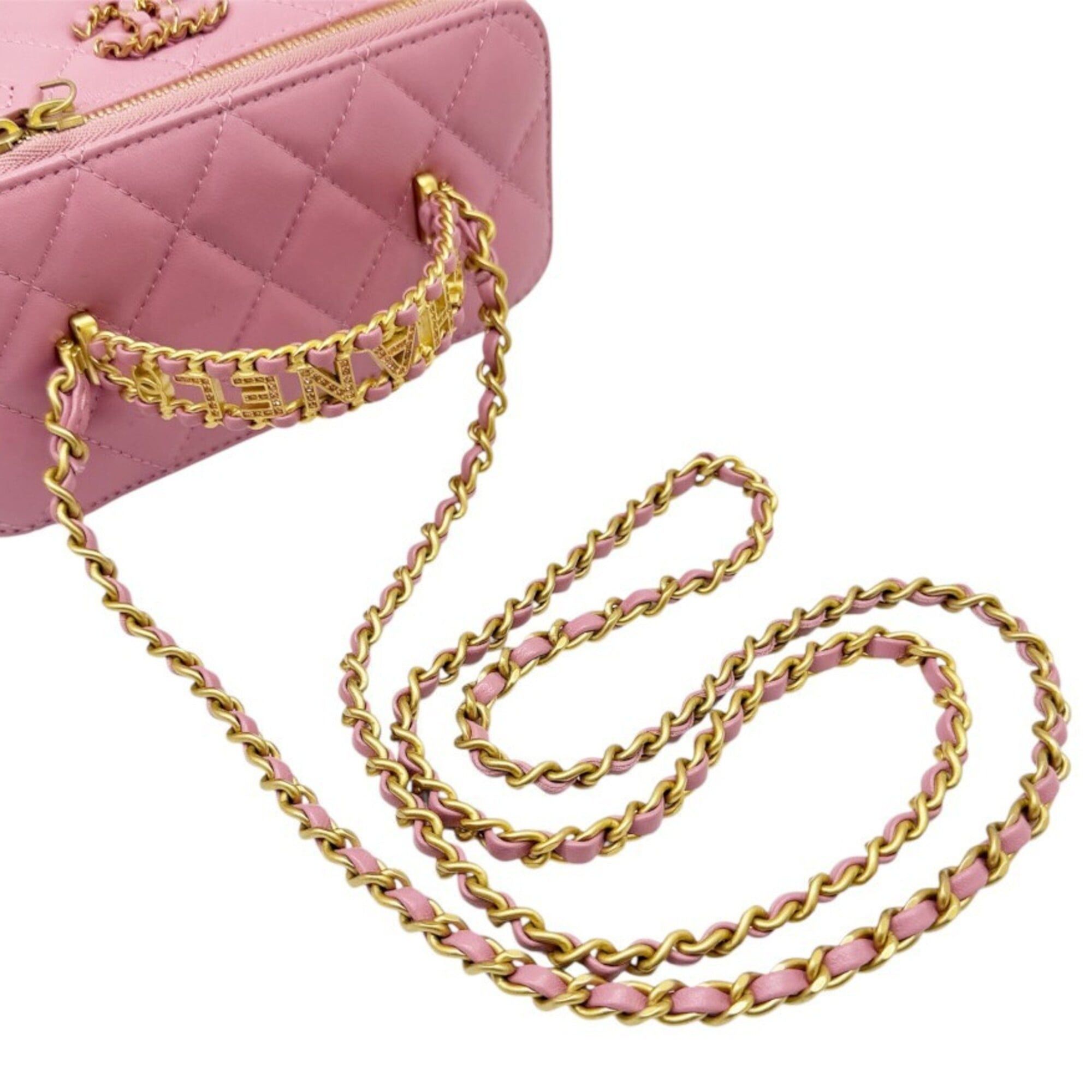 Chanel CHANEL Matelassé Lambskin Pink Vanity Shoulder Bag Handbag with Coco Mark - Women's Size ONE SIZE - 16 Thumbnail