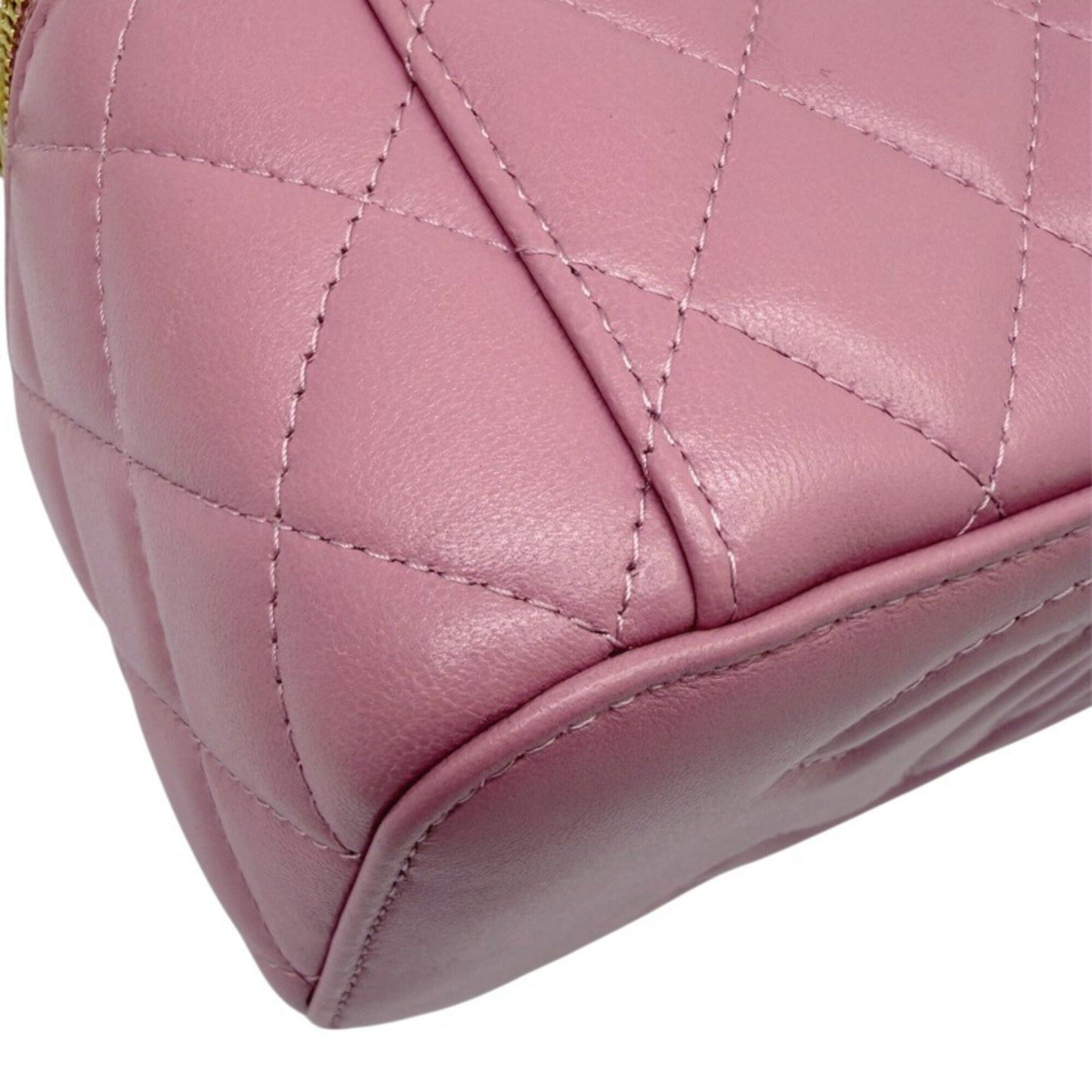 Chanel CHANEL Matelassé Lambskin Pink Vanity Shoulder Bag Handbag with Coco Mark - Women's Size ONE SIZE - 11 Thumbnail