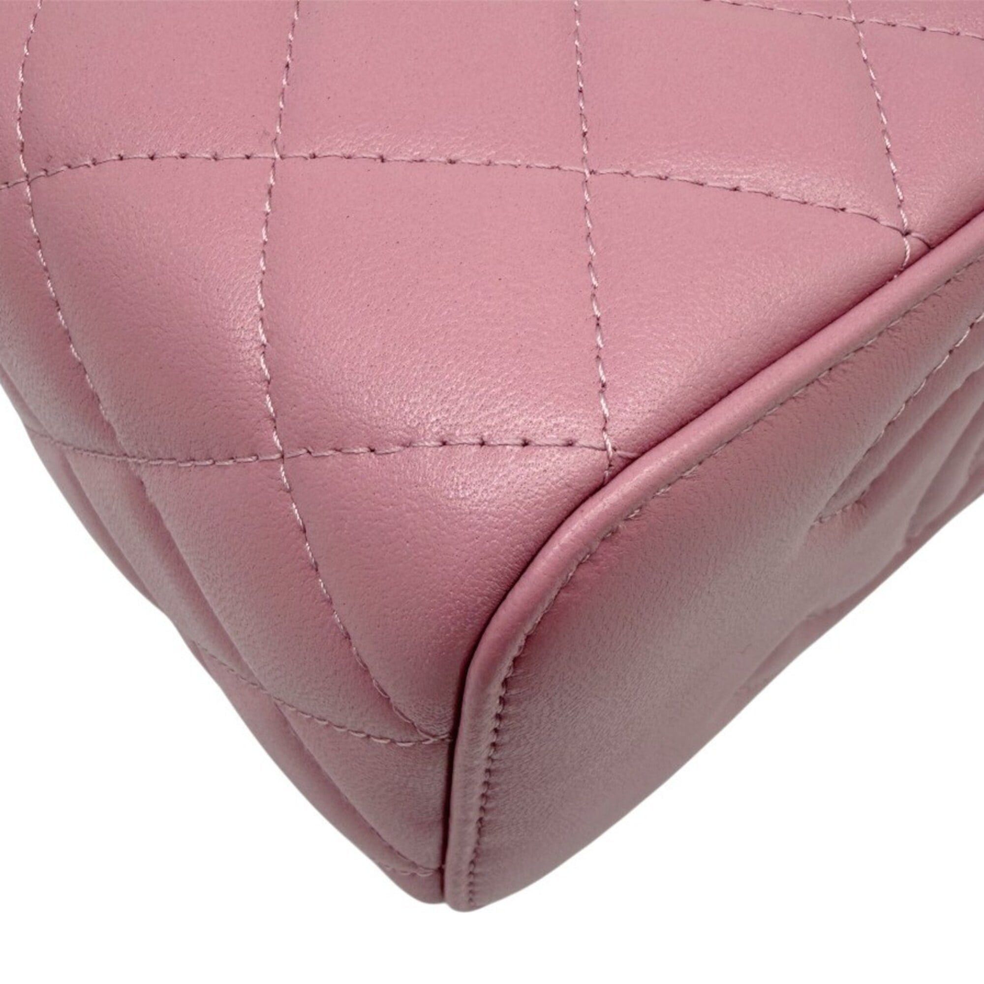 Chanel CHANEL Matelassé Lambskin Pink Vanity Shoulder Bag Handbag with Coco Mark - Women's Size ONE SIZE - 10 Thumbnail