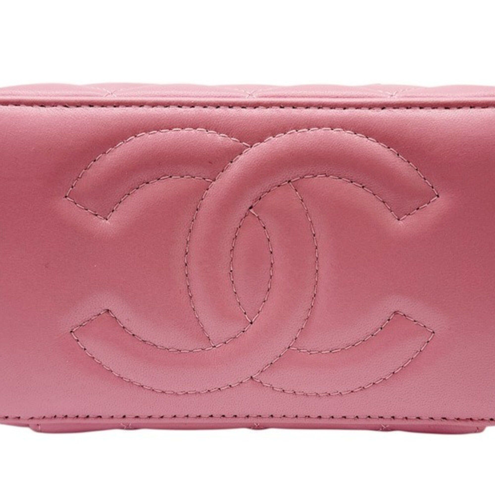 Chanel CHANEL Matelassé Lambskin Pink Vanity Shoulder Bag Handbag with Coco Mark - Women's Size ONE SIZE - 7 Thumbnail