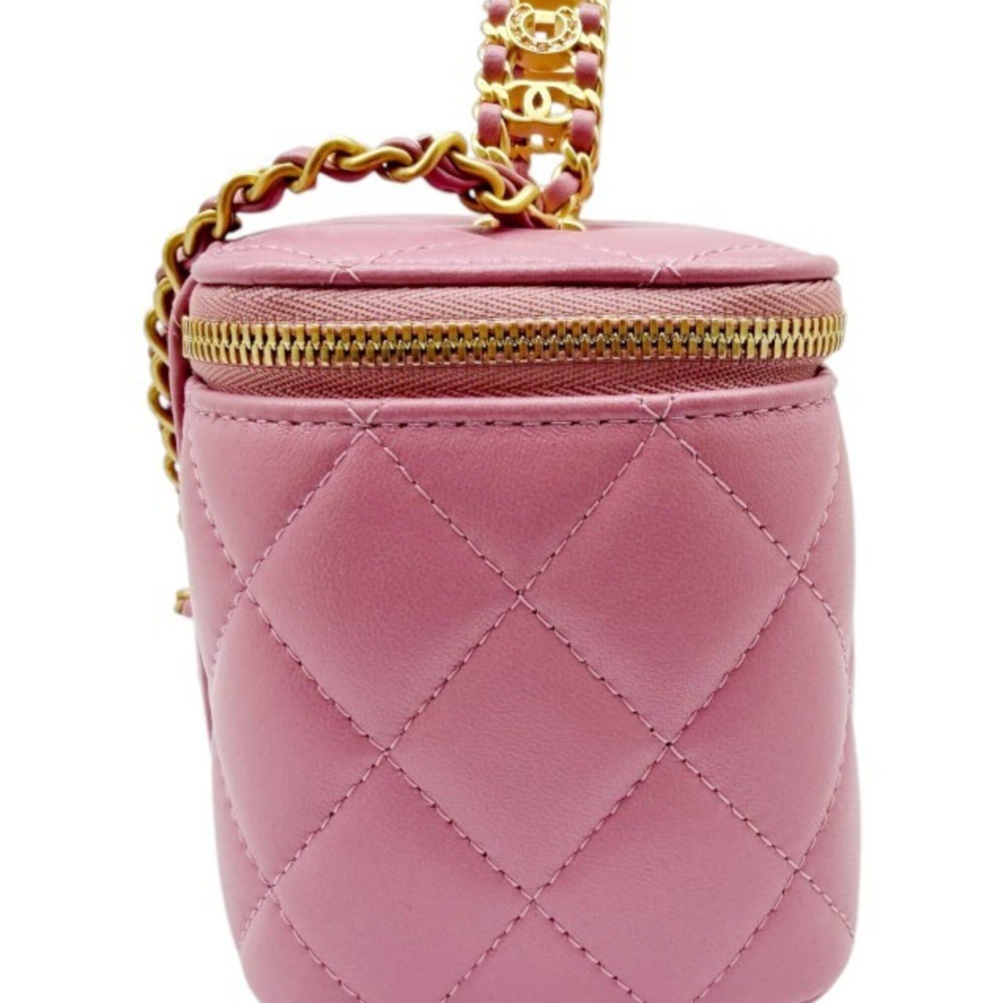 Chanel CHANEL Matelassé Lambskin Pink Vanity Shoulder Bag Handbag with Coco Mark - Women's Size ONE SIZE - 4 Thumbnail