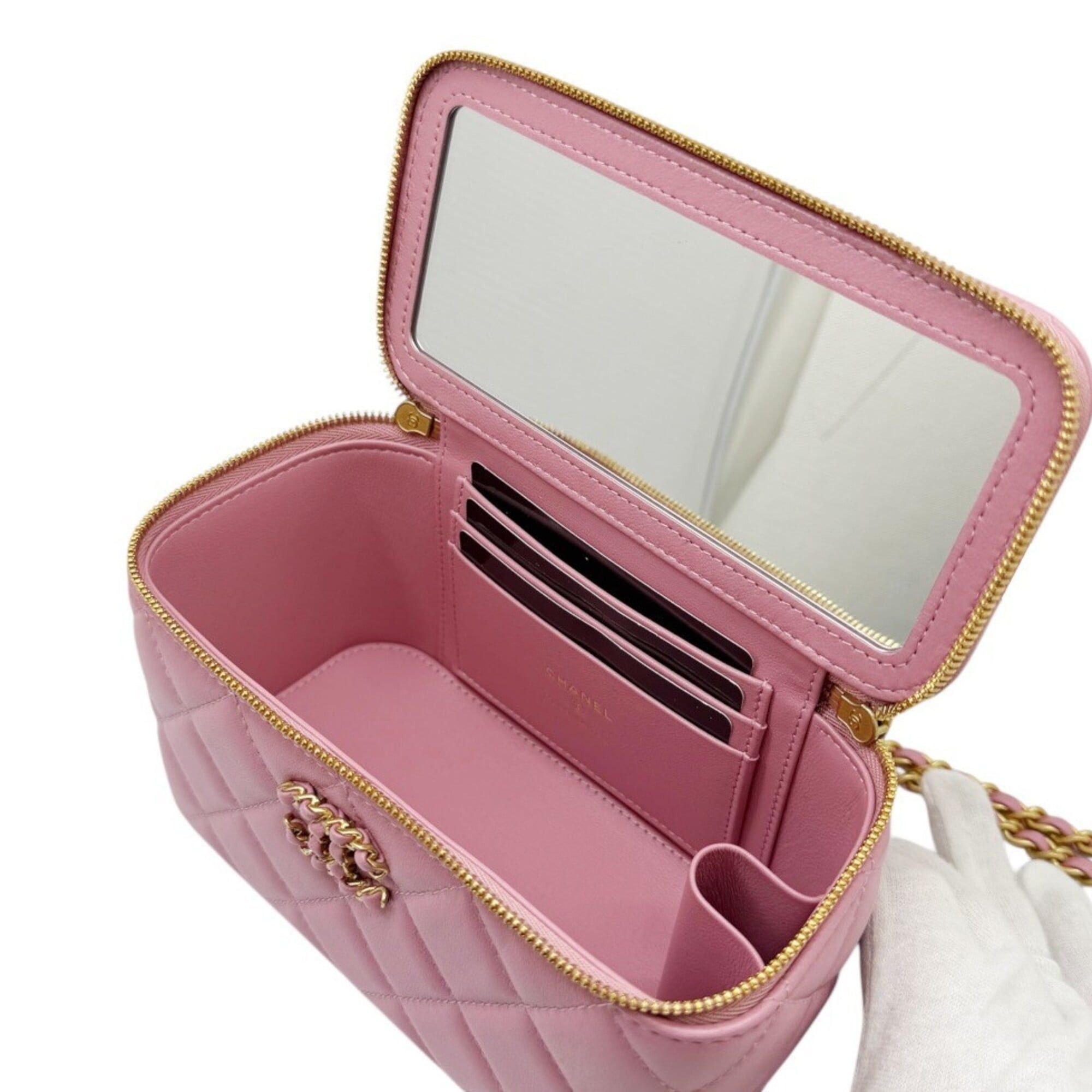 Chanel CHANEL Matelassé Lambskin Pink Vanity Shoulder Bag Handbag with Coco Mark - Women's Size ONE SIZE - 13 Thumbnail