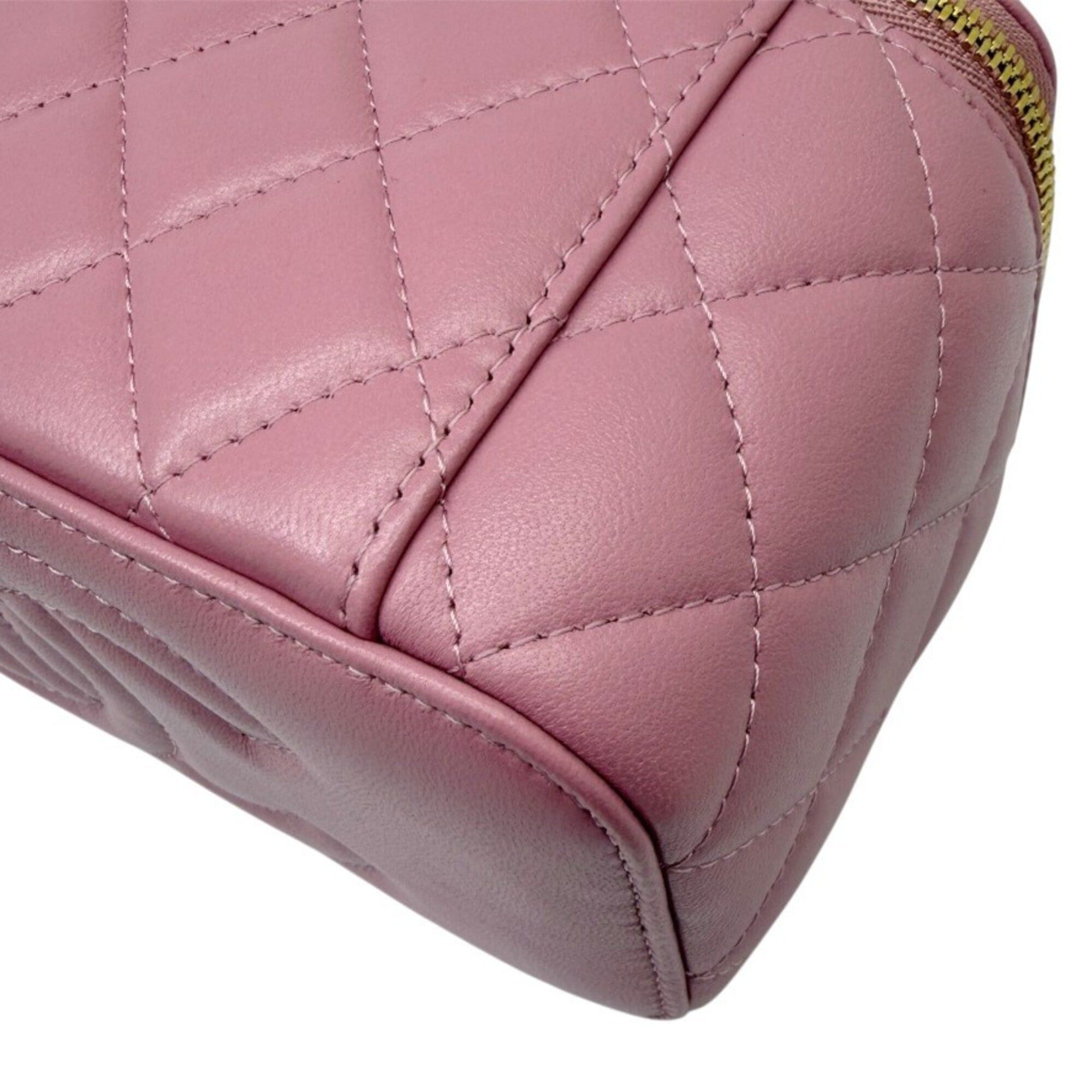 Chanel CHANEL Matelassé Lambskin Pink Vanity Shoulder Bag Handbag with Coco Mark - Women's Size ONE SIZE - 12 Thumbnail
