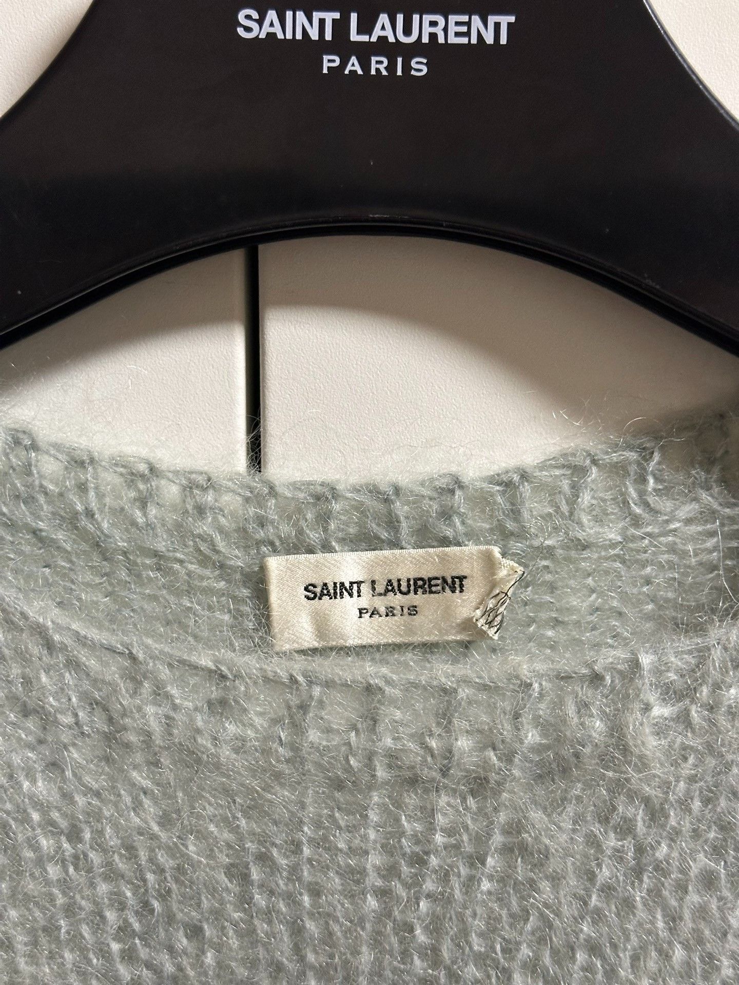 Saint Laurent Paris Saint Laurent Light Blue Cropped Mohair Sweater XS Size XS / US 0-2 / IT 36-38 - 7 Thumbnail