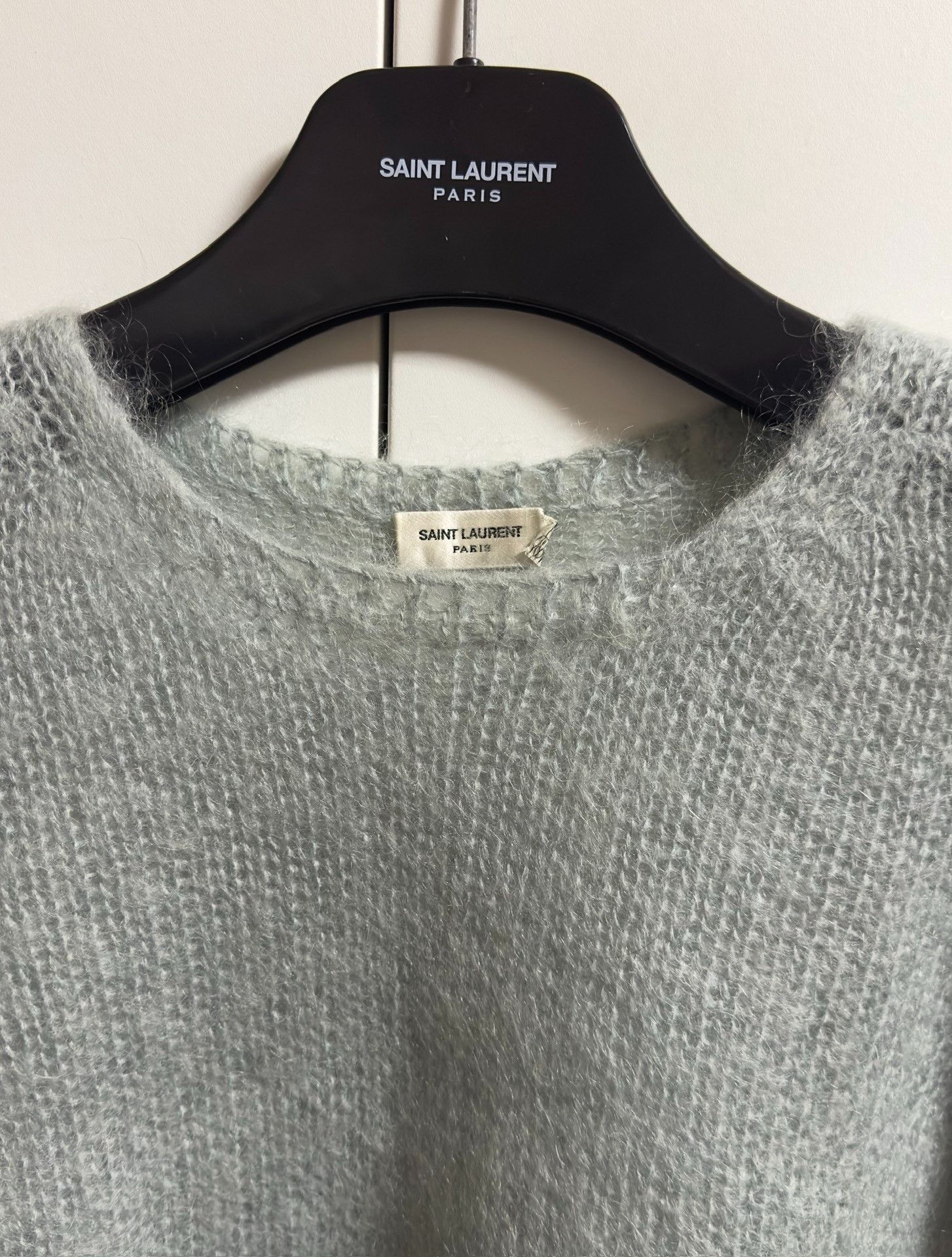 Saint Laurent Paris Saint Laurent Light Blue Cropped Mohair Sweater XS Size XS / US 0-2 / IT 36-38 - 2 Thumbnail