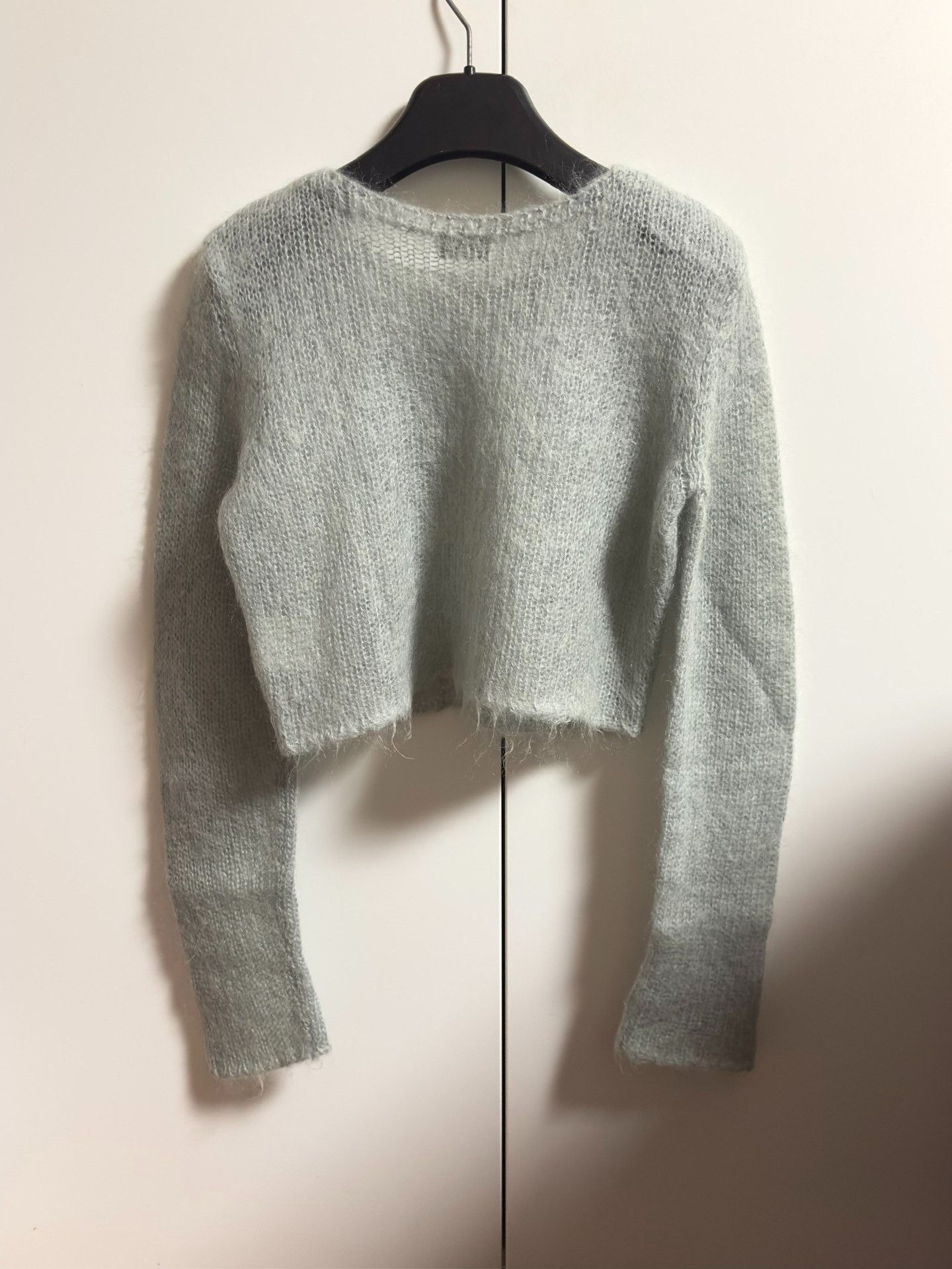 Saint Laurent Paris Saint Laurent Light Blue Cropped Mohair Sweater XS Size XS / US 0-2 / IT 36-38 - 4 Thumbnail