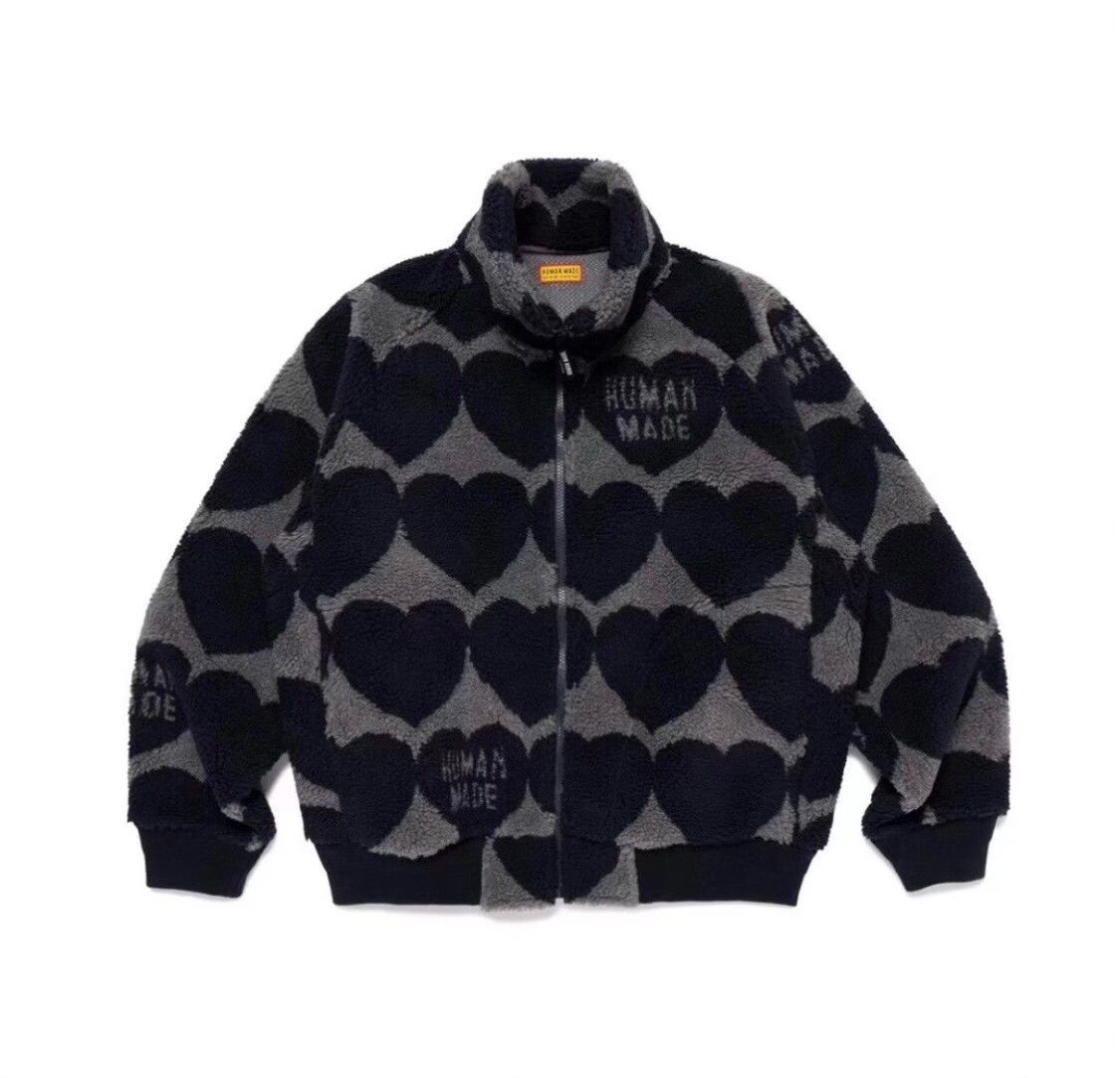 Human Made Human Made Hearts Logo Fleece Jacket Size US XL / EU 56 / 4 - 7 Thumbnail
