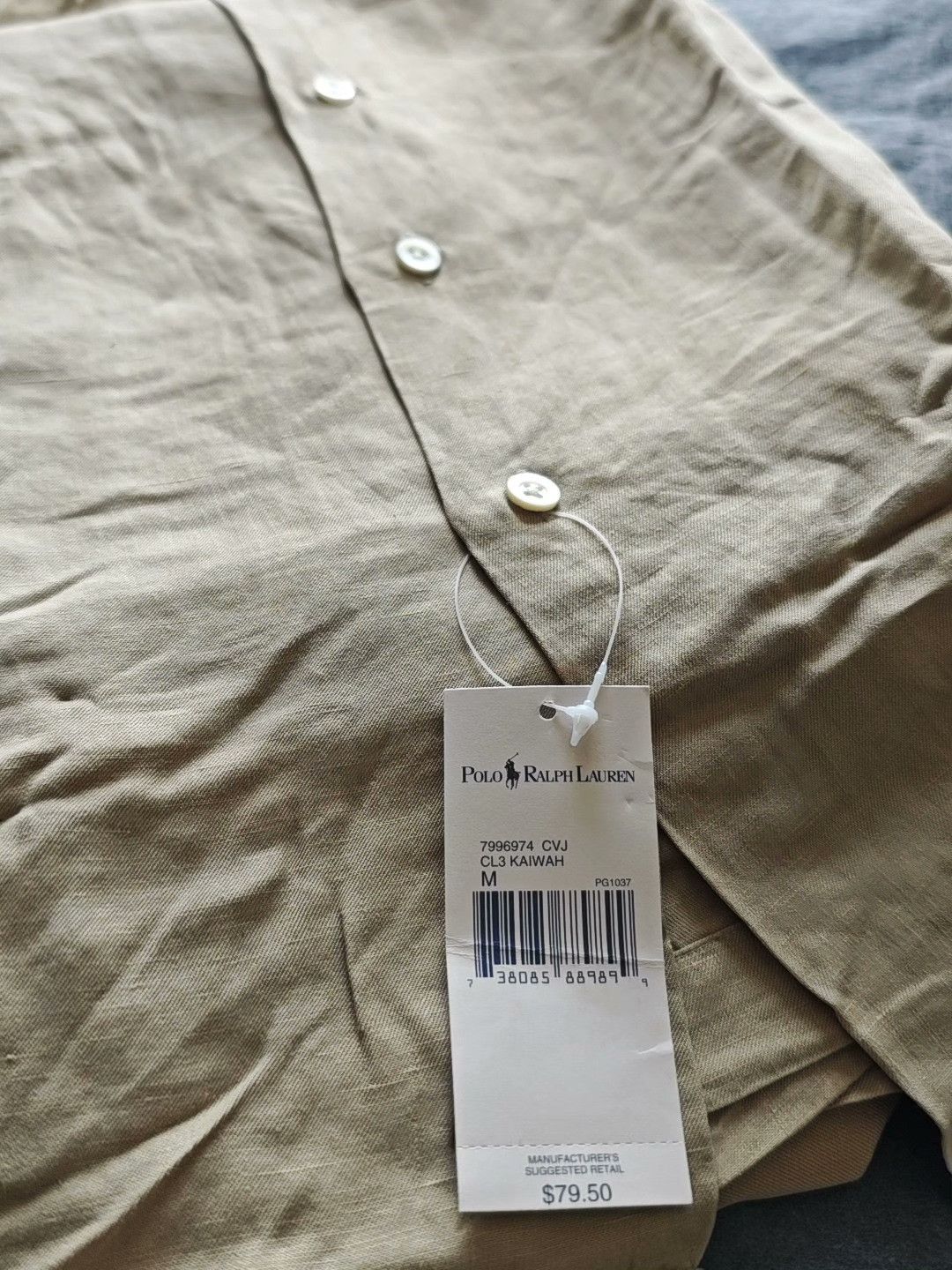 Ralph Lauren RL Polo Khaki Linen Short Sleeve Shirt Size US M / EU 48-50 / 2 - 7 Thumbnail