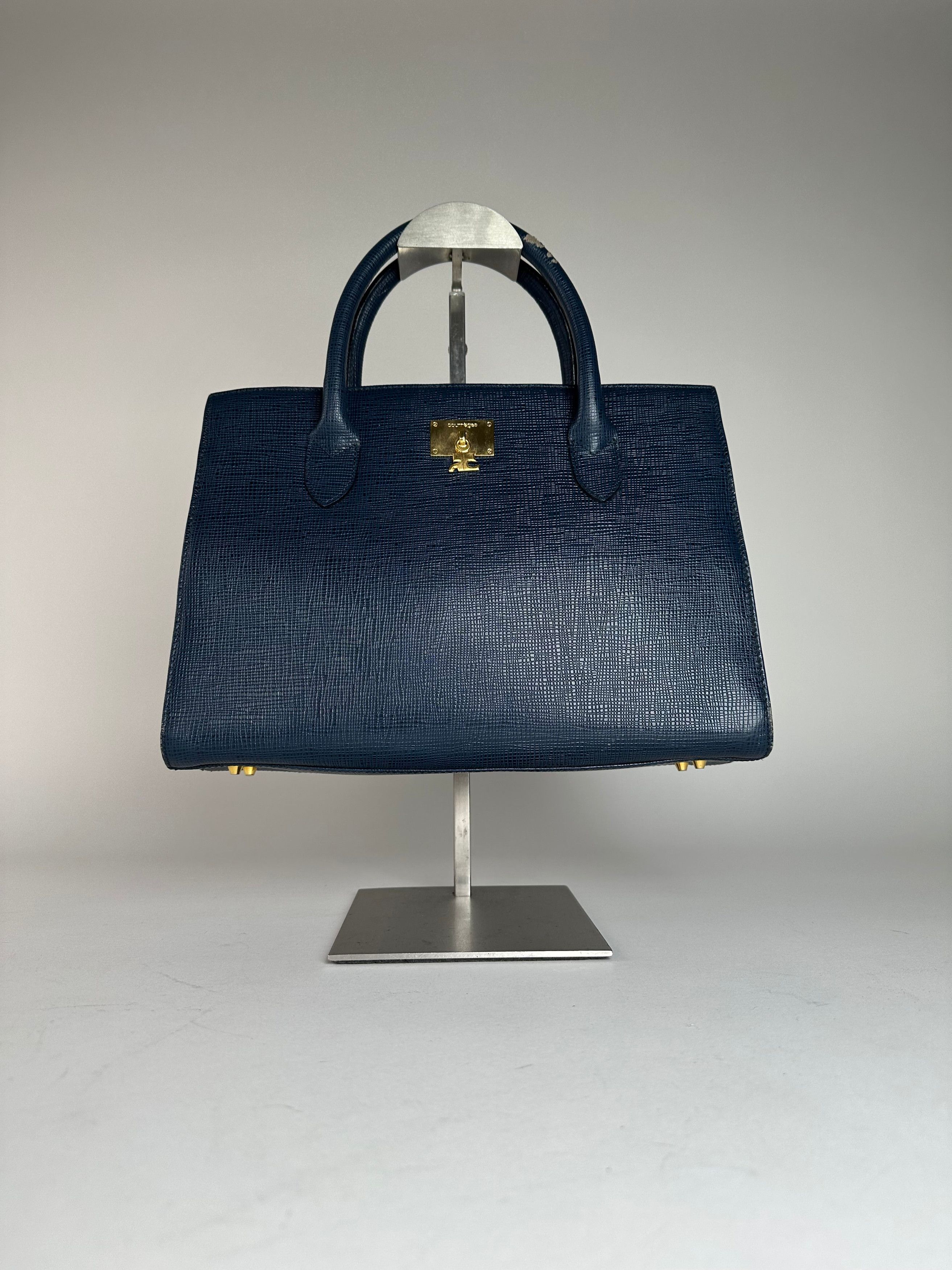 Courreges Vintage Leather Handbag Blue Size ONE SIZE - 11 Thumbnail