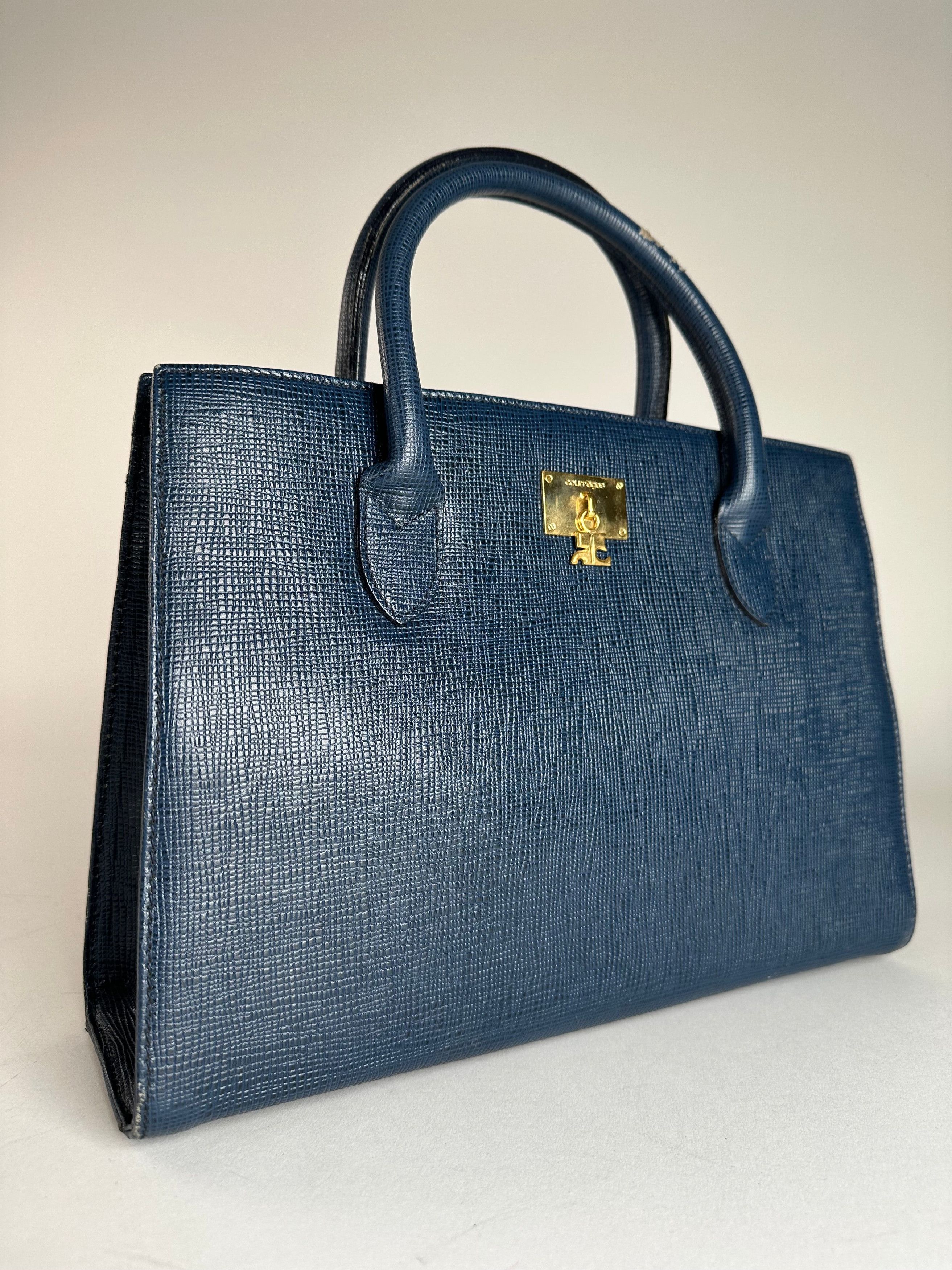 Courreges Vintage Leather Handbag Blue Size ONE SIZE - 4 Thumbnail