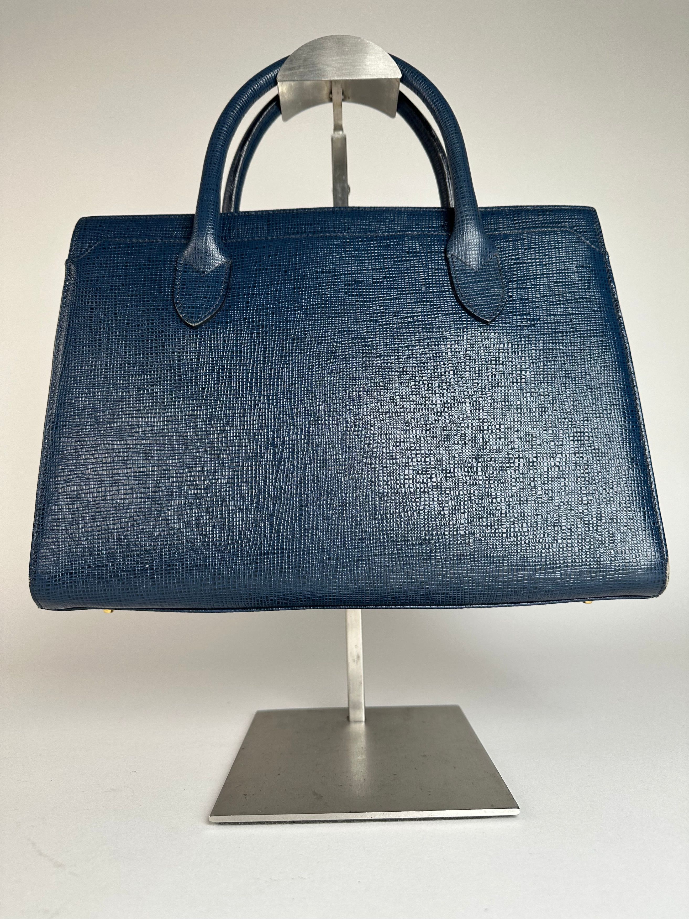 Courreges Vintage Leather Handbag Blue Size ONE SIZE - 2 Thumbnail