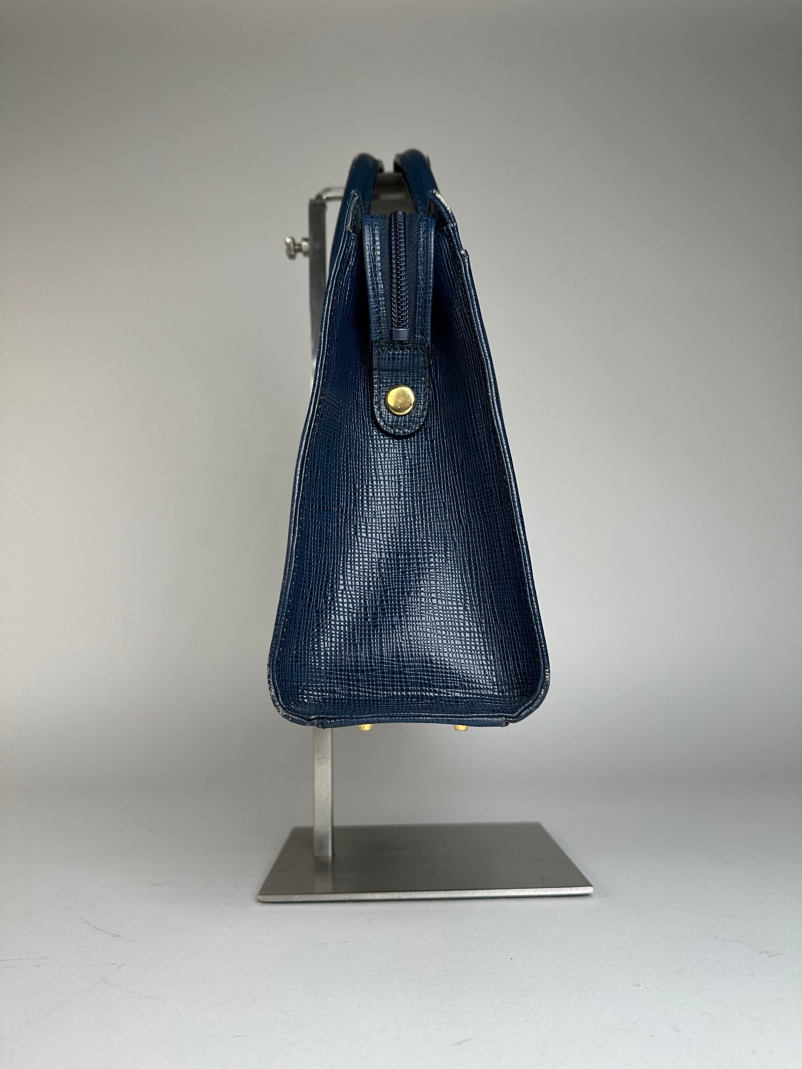 Courreges Vintage Leather Handbag Blue Size ONE SIZE - 3 Thumbnail
