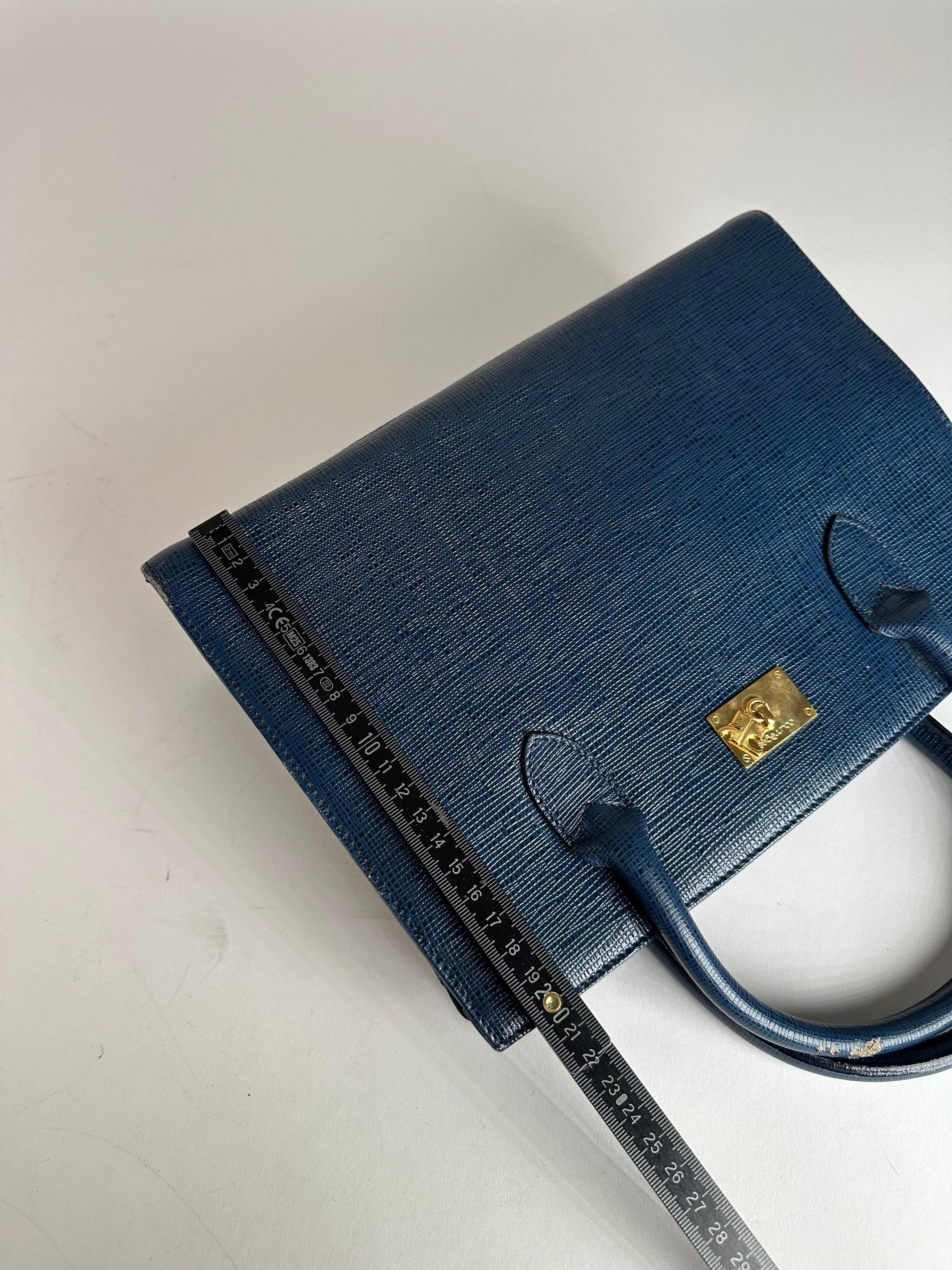 Courreges Vintage Leather Handbag Blue Size ONE SIZE - 13 Thumbnail