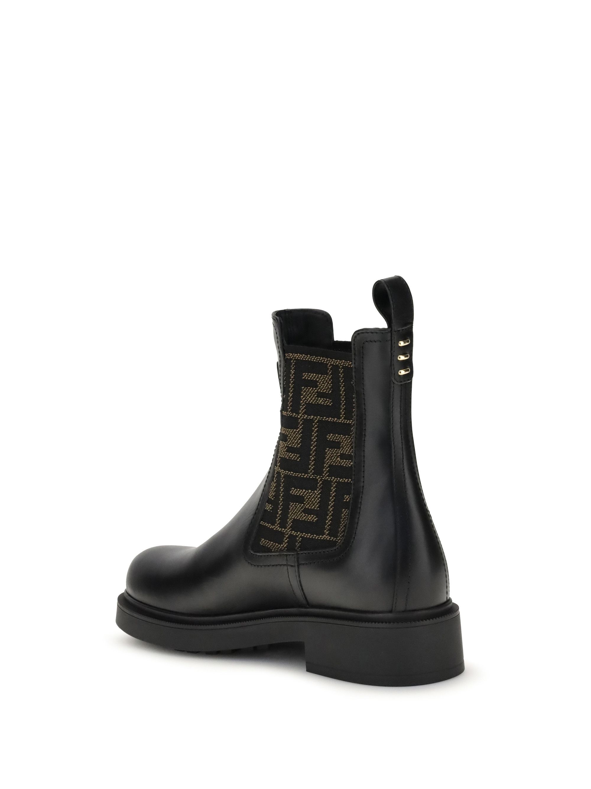 Fendi FF leather and fabric Ankle Boots Size US 7.5 / IT 37.5 - 3 Thumbnail