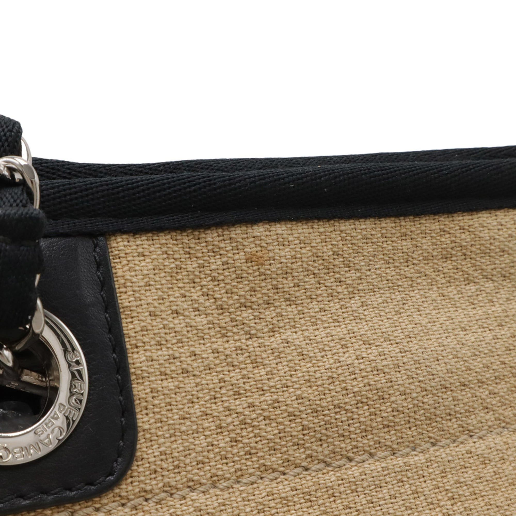 Chanel CHANEL Deauville Line Tote MM Bag Shoulder Chain Canvas Leather Beige Black A67001 Size ONE SIZE - 5 Thumbnail