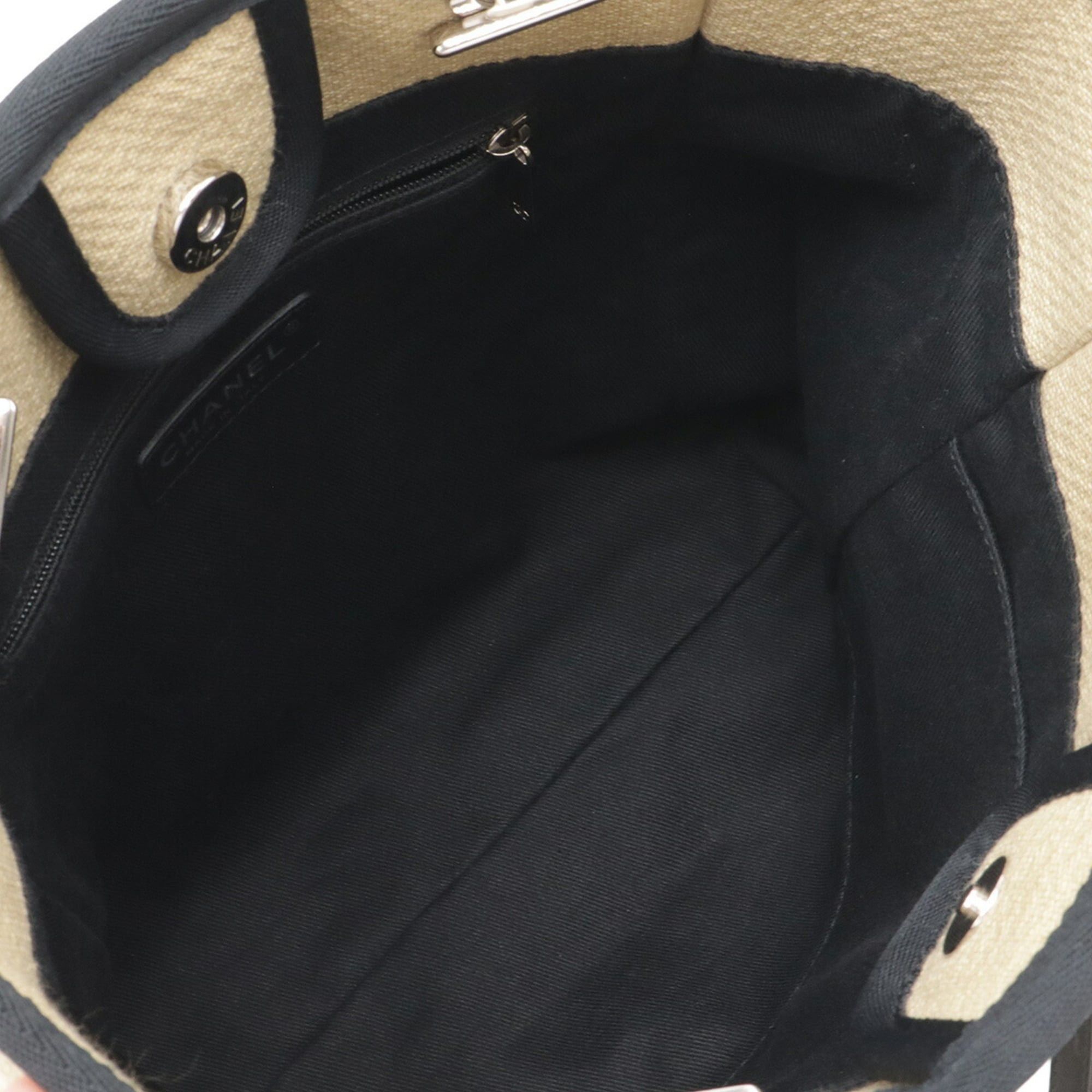 Chanel CHANEL Deauville PM Tote Bag, Shoulder Chain Strap, Canvas and Leather, Beige, A66939 Size ONE SIZE - 7 Thumbnail