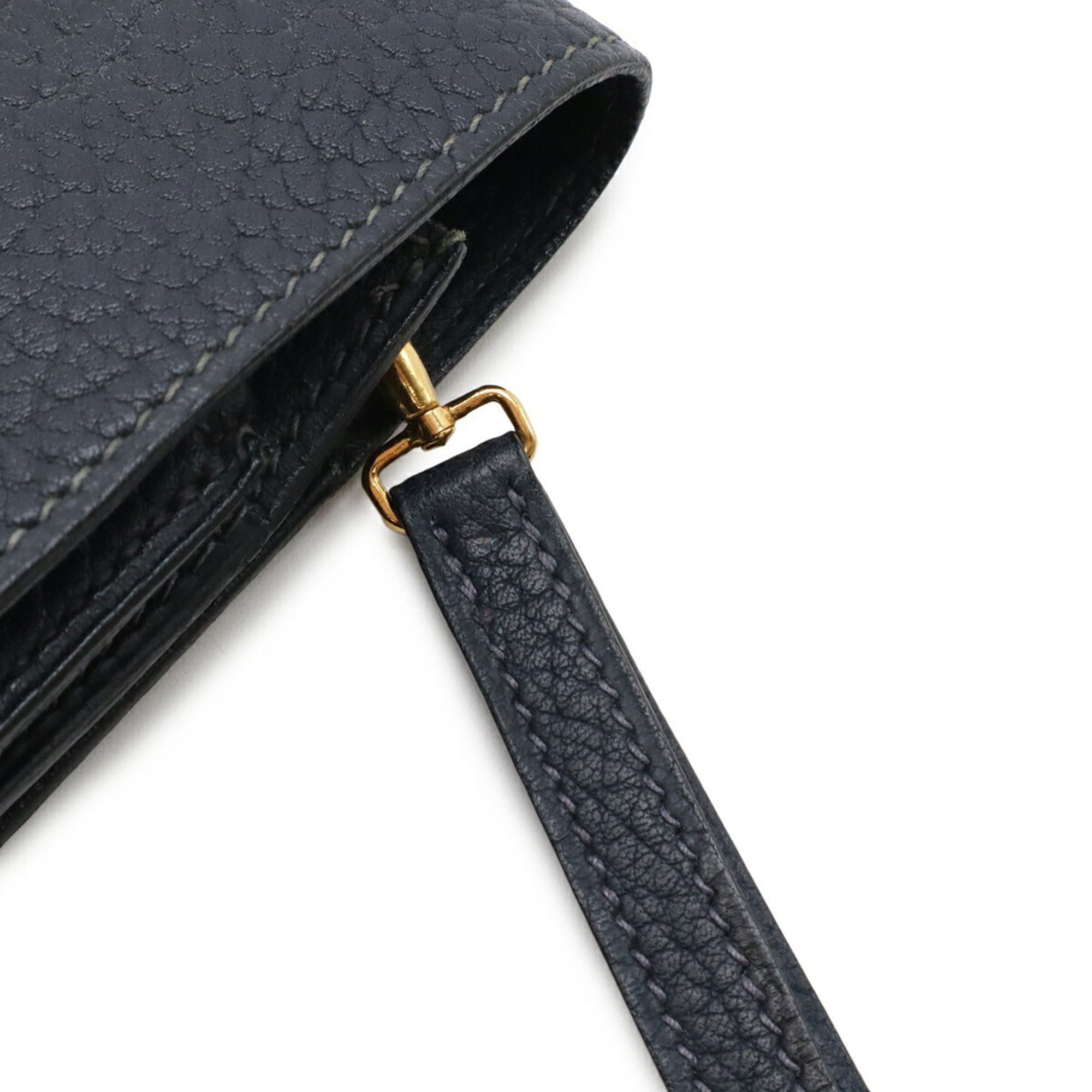 Hermes HERMES Pochette Jet Second Bag Clutch Handbag Fjord Leather Navy Blue □C Stamp Size ONE SIZE - 5 Thumbnail