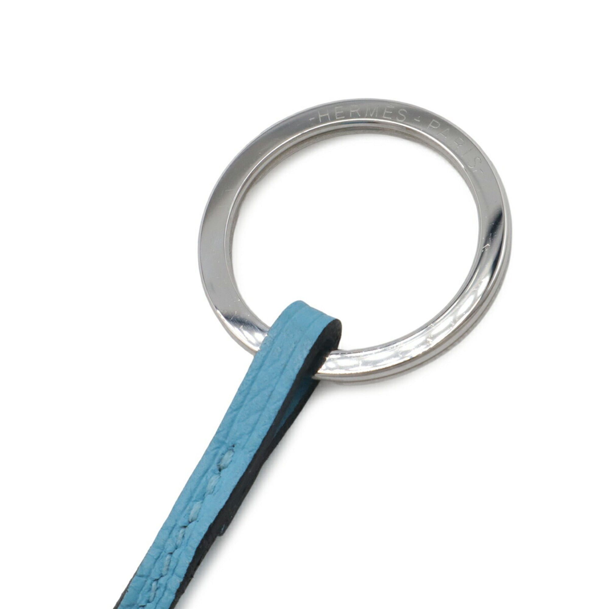 Hermes HERMES Petit H Yveton Clochette Keyring, Owl Motif, Veau Epsom Leather, Dark Brown/Light Blue Size ONE SIZE - 4 Thumbnail