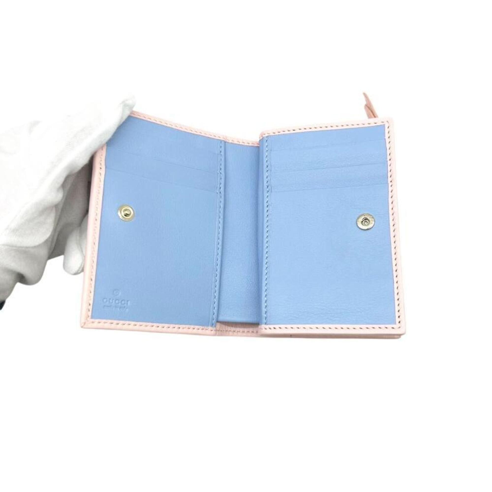 Gucci GUCCI Compact Wallet Double G Leather Pink Blue 790063 Bi-fold Mini Women's Size ONE SIZE - 5 Thumbnail