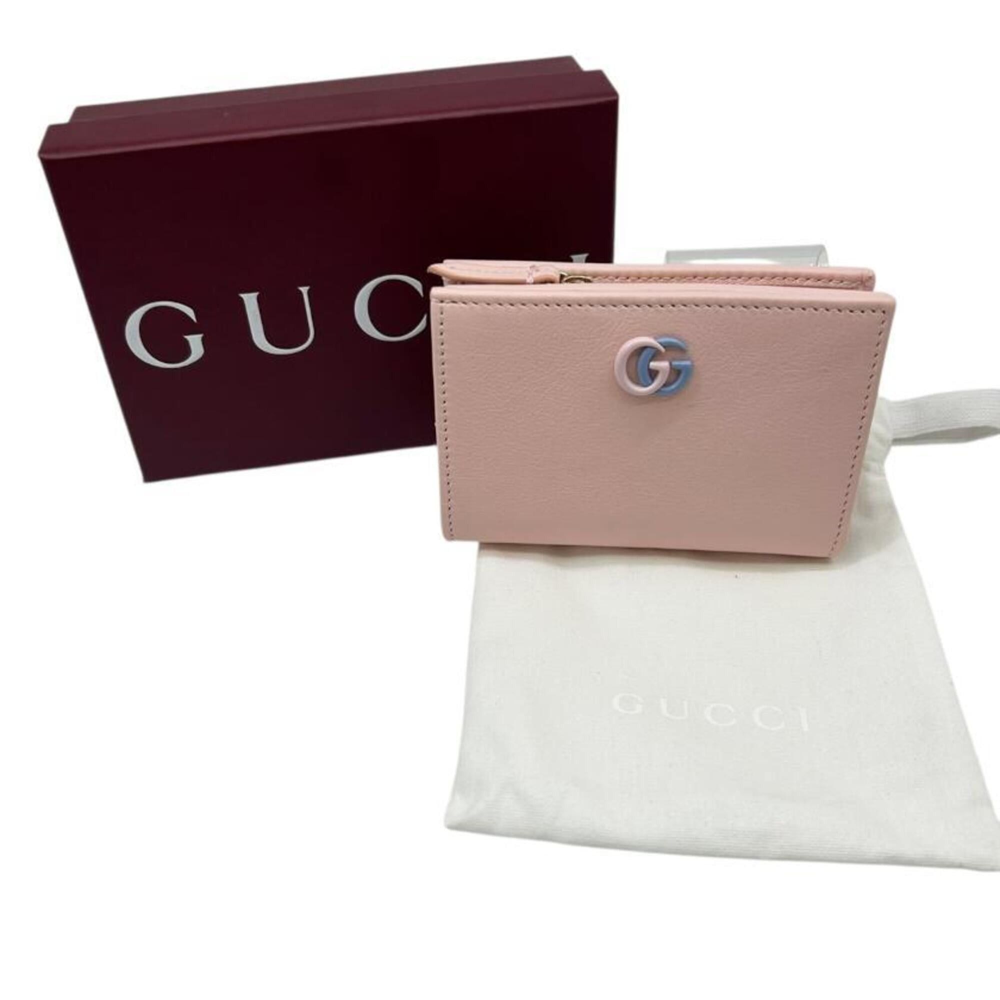 Gucci GUCCI Compact Wallet Double G Leather Pink Blue 790063 Bi-fold Mini Women's Size ONE SIZE - 10 Thumbnail