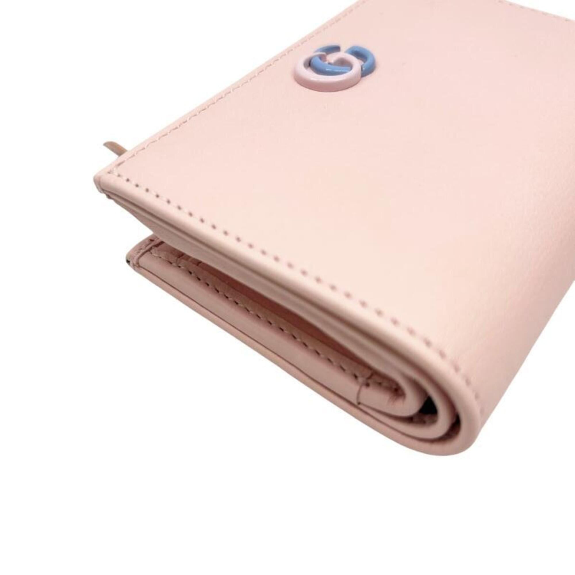 Gucci GUCCI Compact Wallet Double G Leather Pink Blue 790063 Bi-fold Mini Women's Size ONE SIZE - 6 Thumbnail