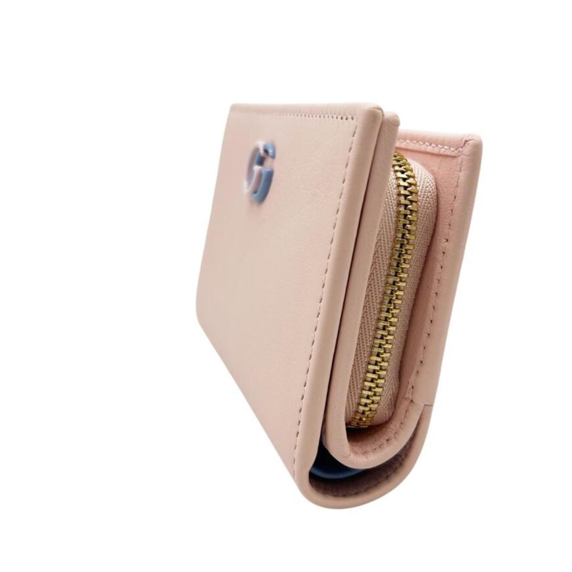 Gucci GUCCI Compact Wallet Double G Leather Pink Blue 790063 Bi-fold Mini Women's Size ONE SIZE - 4 Thumbnail